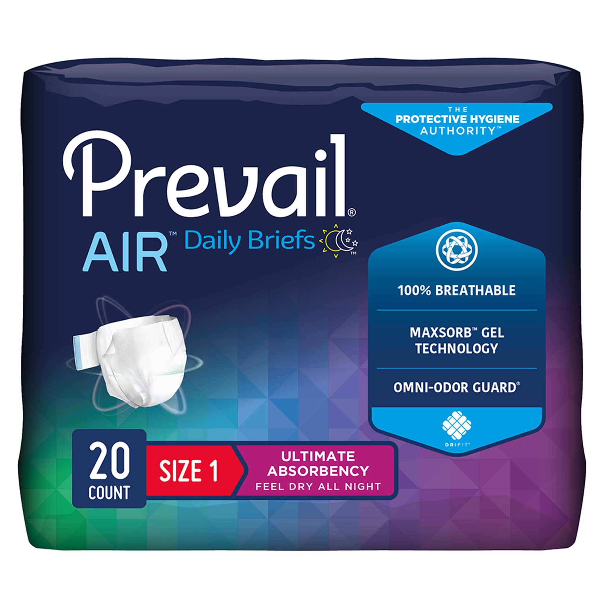 First Quality Products LLC PVBNG-012CA-1 - Prevail Air™ Stretchable Ultimate Plus Absorbency Briefs, Size 1 - 20/Pack, 80/Case