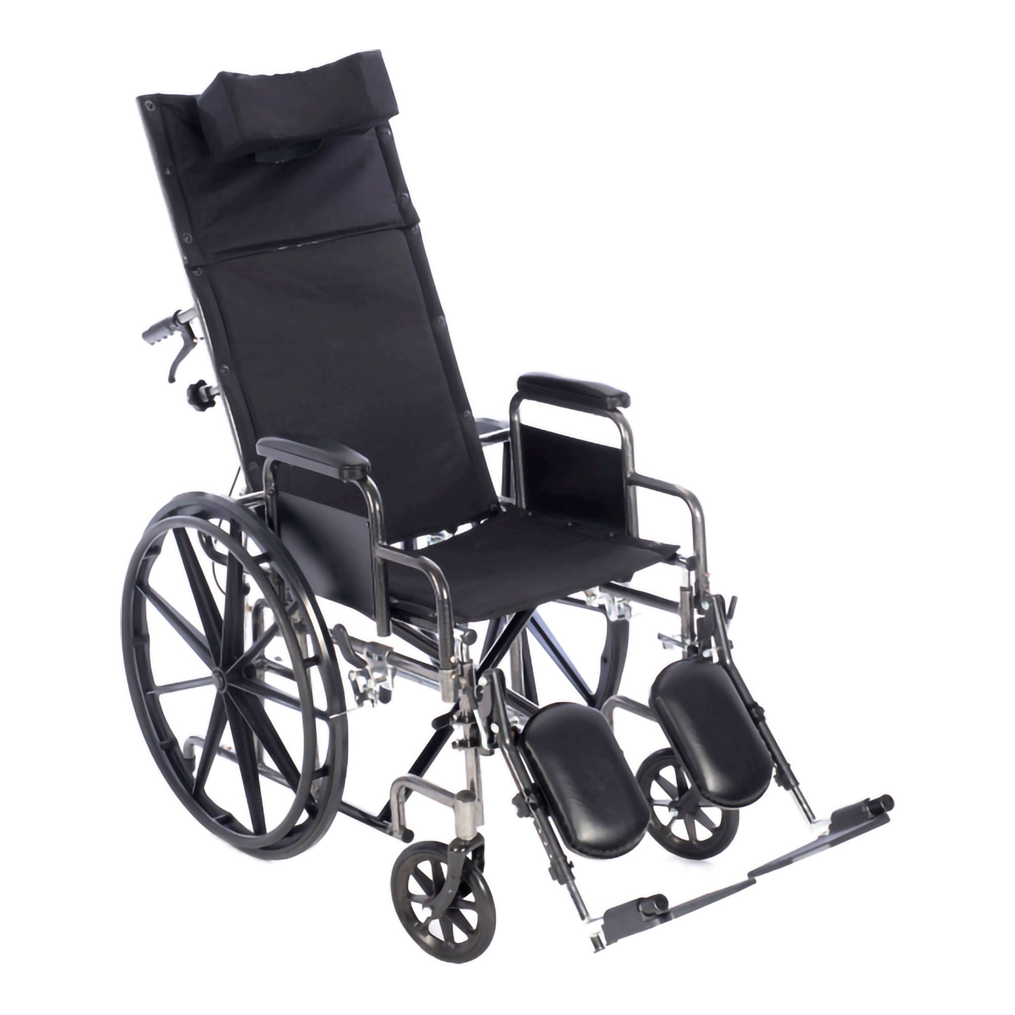 Proactive Medical Products LLC - WCRC24FAELR Reclining Wheelchair Chariot-RC Full Length Arm Elevating Legrest Black Upholstery 24 Inch Seat Width Adult 500 lbs. Weight Capacity
