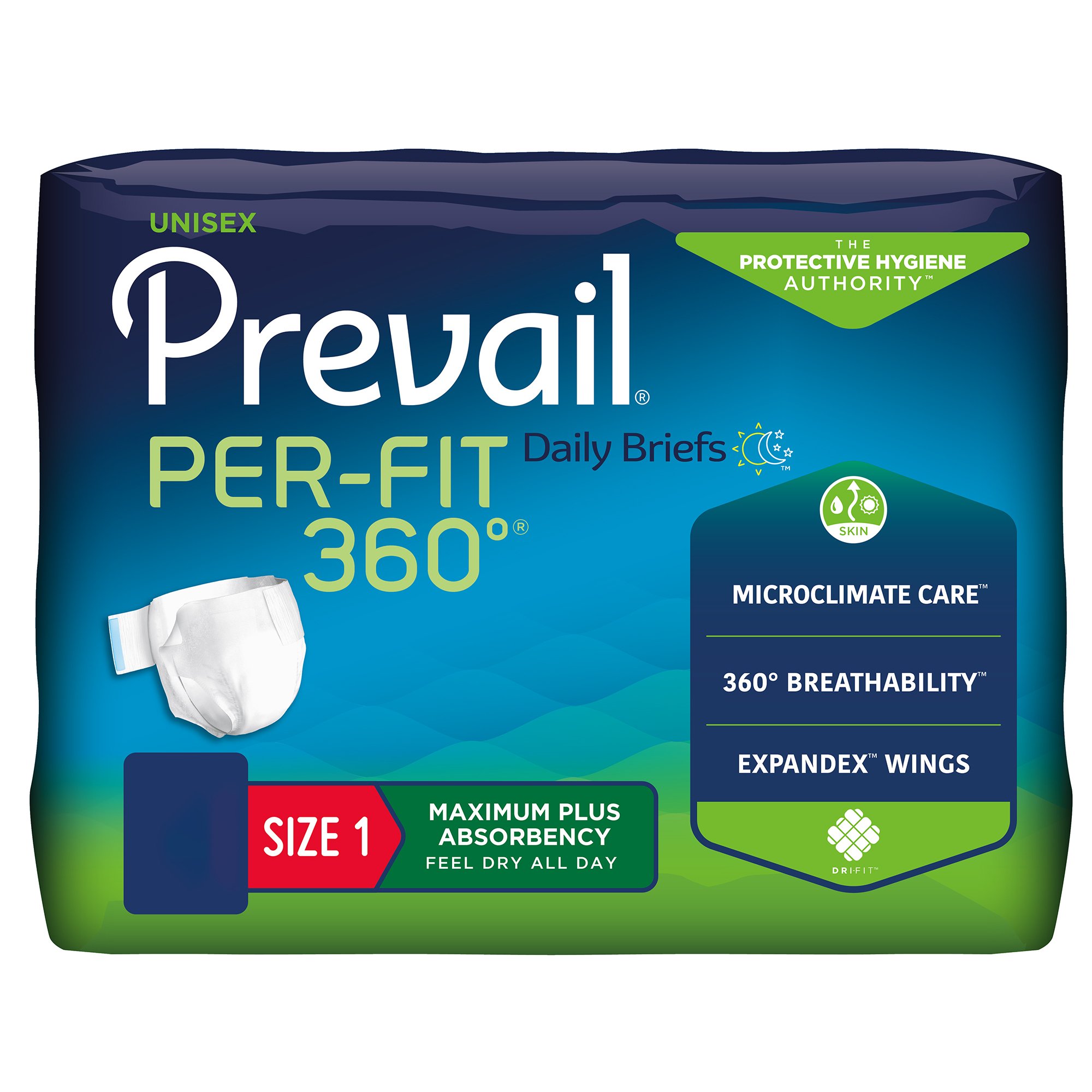 First Quality Products LLC PFNG-012-2 - Prevail® Per-Fit 360°™ Daily Briefs, Maximum Plus, Size 1 - 20/Pack, 80/Case