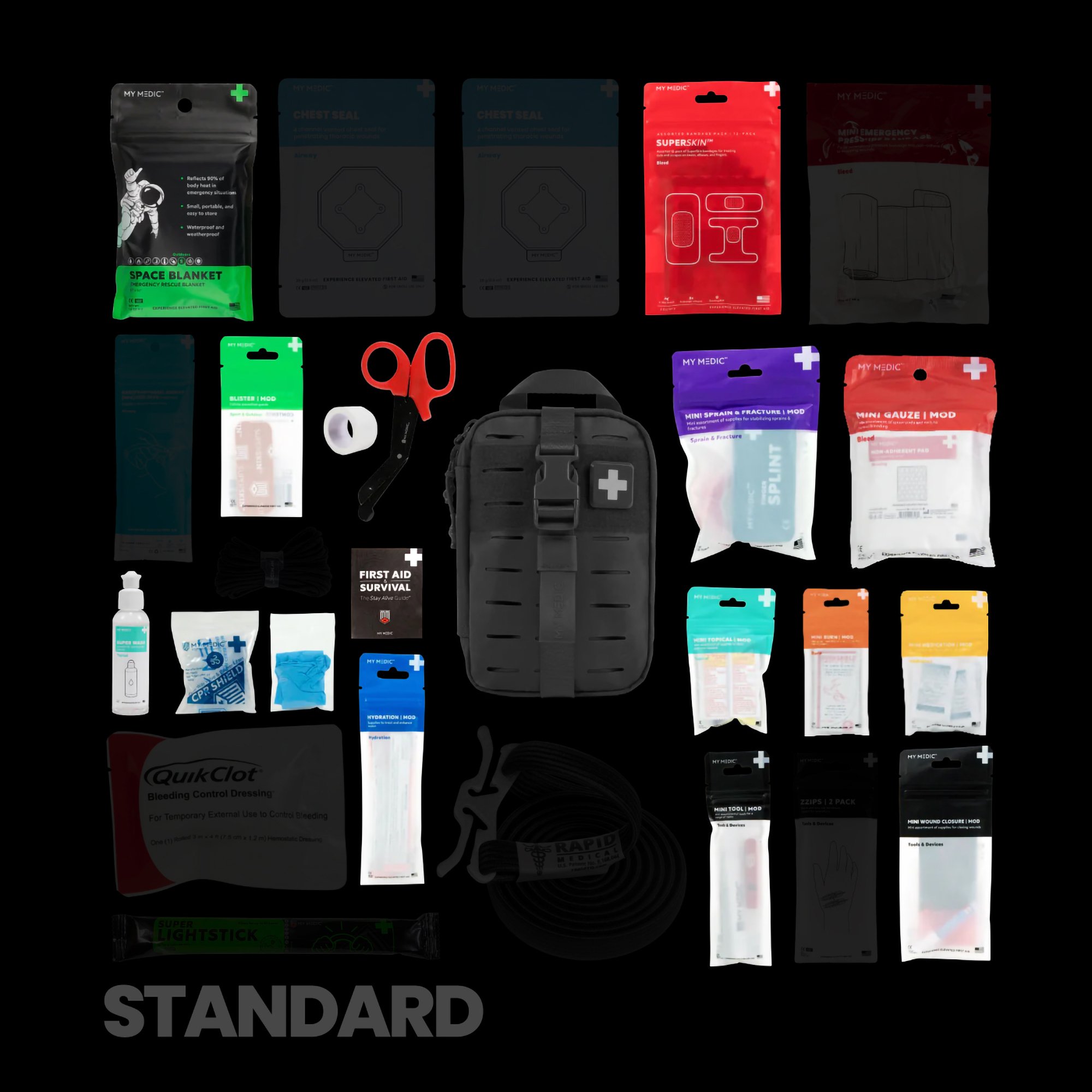 MyMedic MM-KIT-U-MFK-MINI-V2-BLK-STN - My Medic™ MyFak Mini Standard First Aid Kit, Black - 1/Each