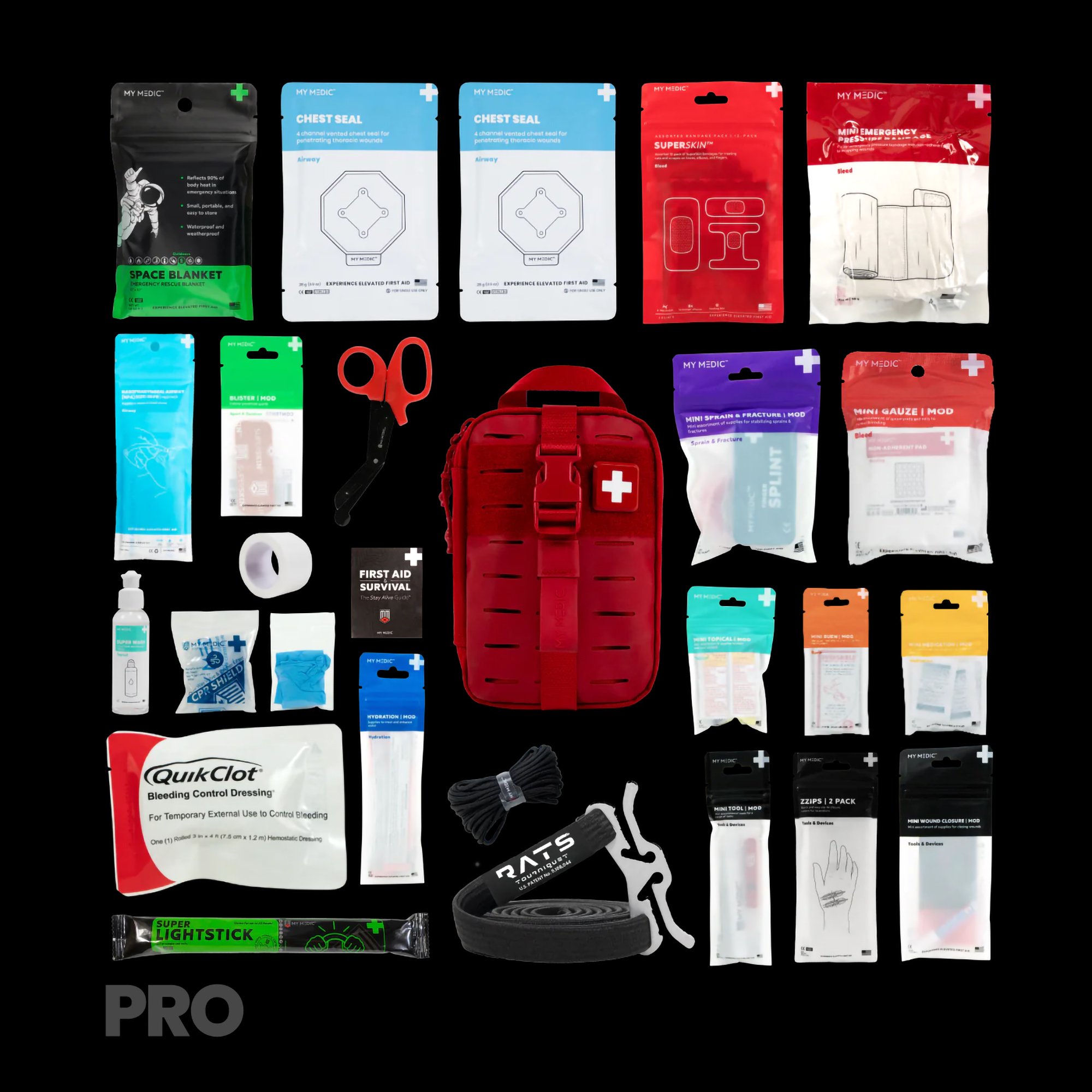 MyMedic MM-KIT-U-MFK-MINI-V2-RED-PRO - My Medic™ MyFak Mini Pro First Aid Kit, Red - 1/Each