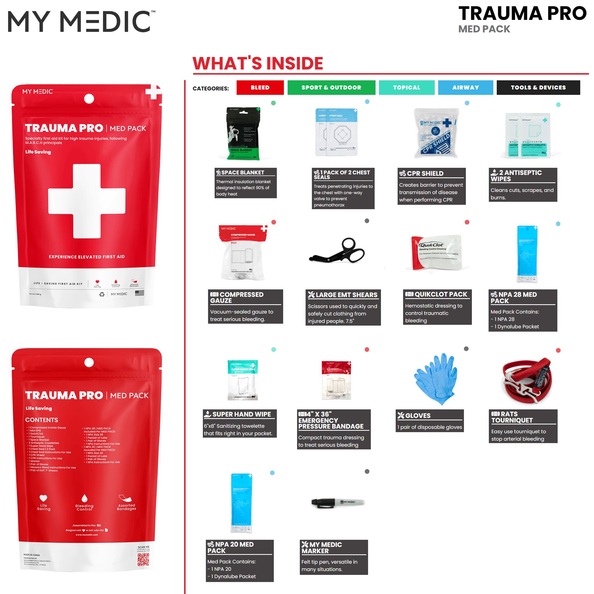 MyMedic MM-MED-PACK-TRM-PRO-RAT - Med Packs™ Trauma Pro First Aid Kit - 1/Each