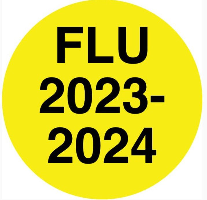 United Ad Label - ULFLU2324 Pre-Printed Label UAL™ Auxiliary Label Yellow Fluorescent paper FLU 2023-2023 Black Communication Label 1/2 Inch Diameter