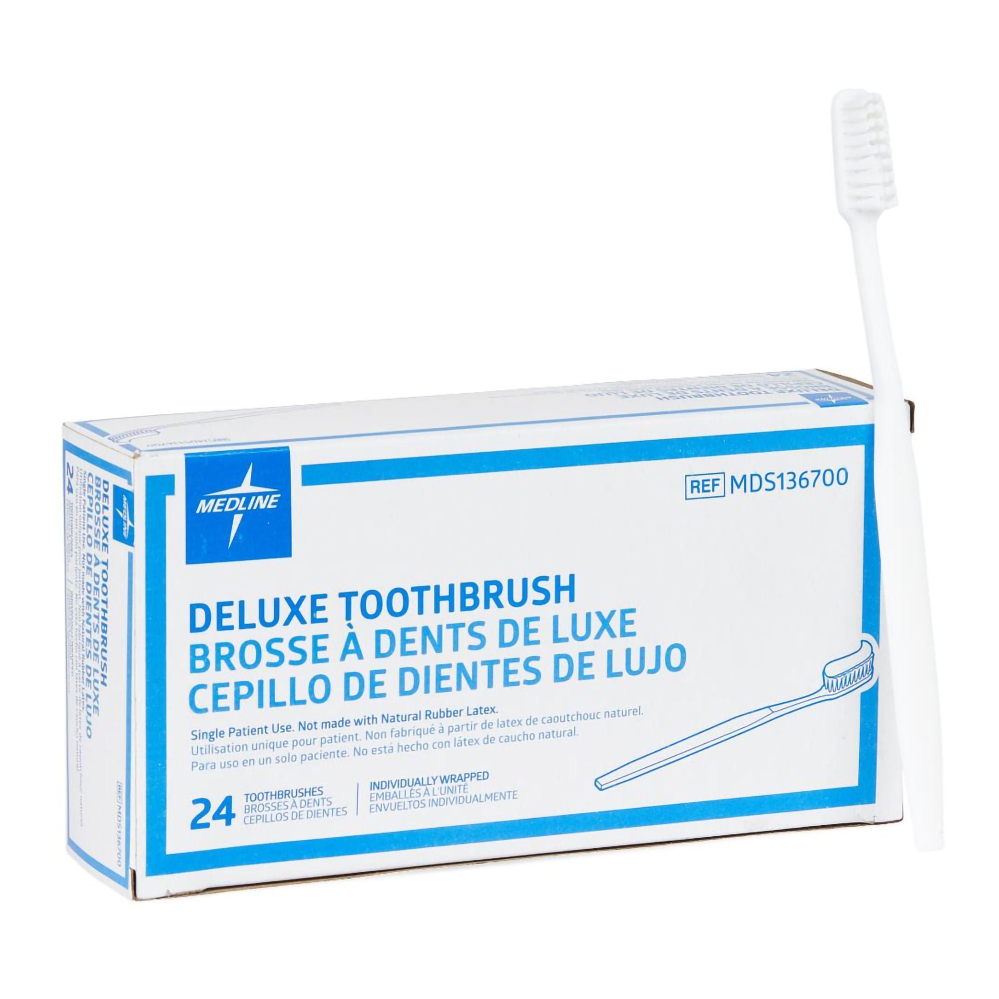 Medline - MDS136700 Toothbrush Medline White Adult Soft