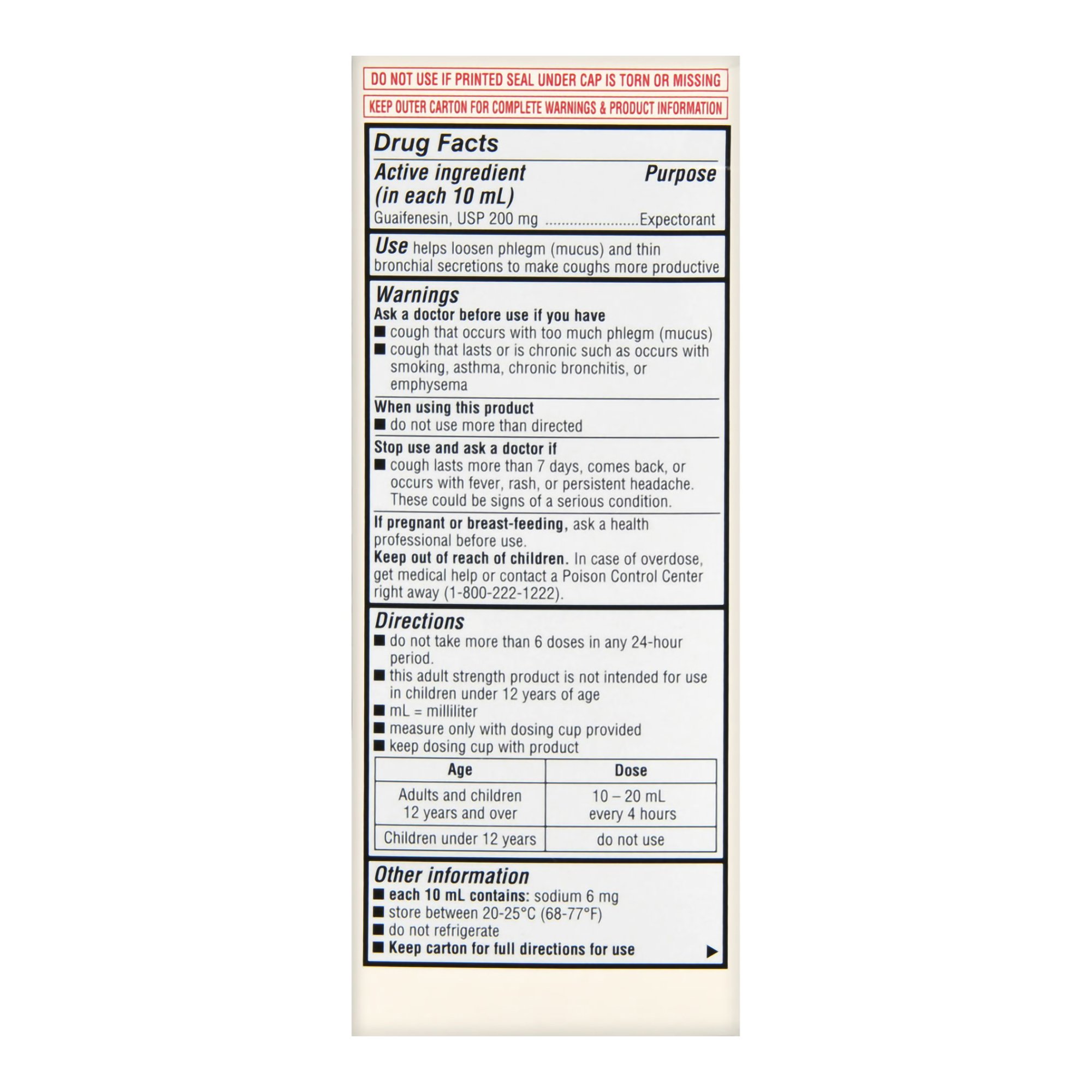 McKesson Brand 70677118601 - Thrive & Foster™ Guaifenesin Cold and Cough Relief - 1/Each