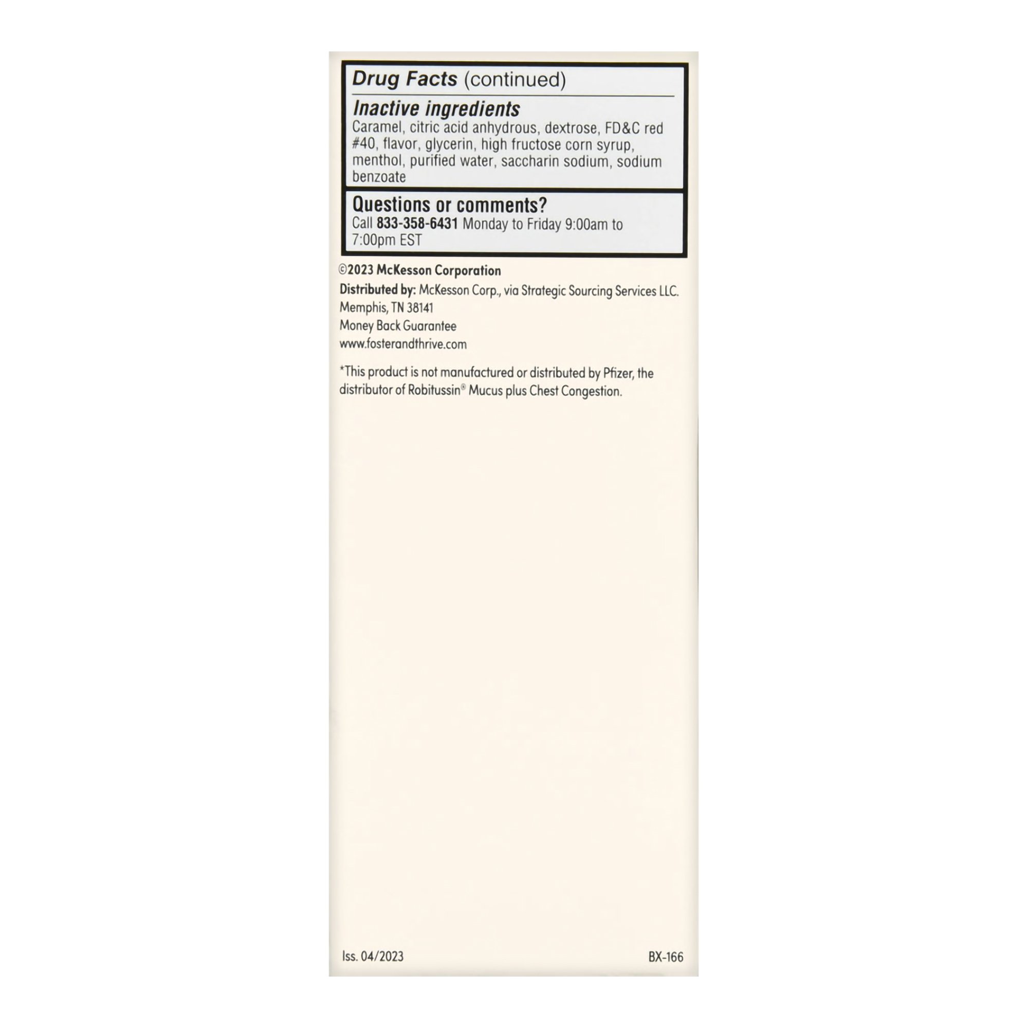 McKesson Brand 70677118601 - Thrive & Foster™ Guaifenesin Cold and Cough Relief - 1/Each