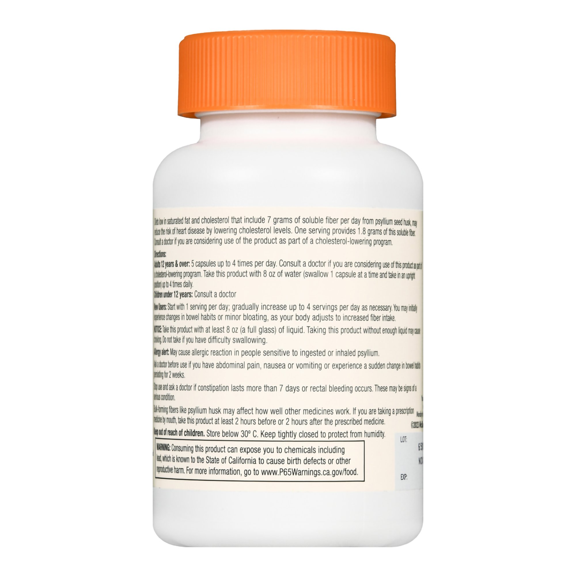 McKesson Brand 01093995614 - Foster & Thrive™ Fiber Supplement Psyllium Husk Capsules - 1/Each