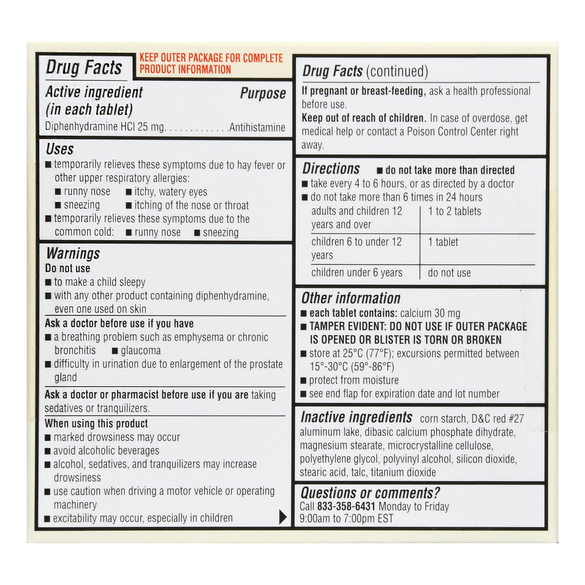 McKesson Brand 70677101401 - Foster & Thrive™ Allergy Relief Diphenhydramine HCl 25 mg Minitabs - 24/Box