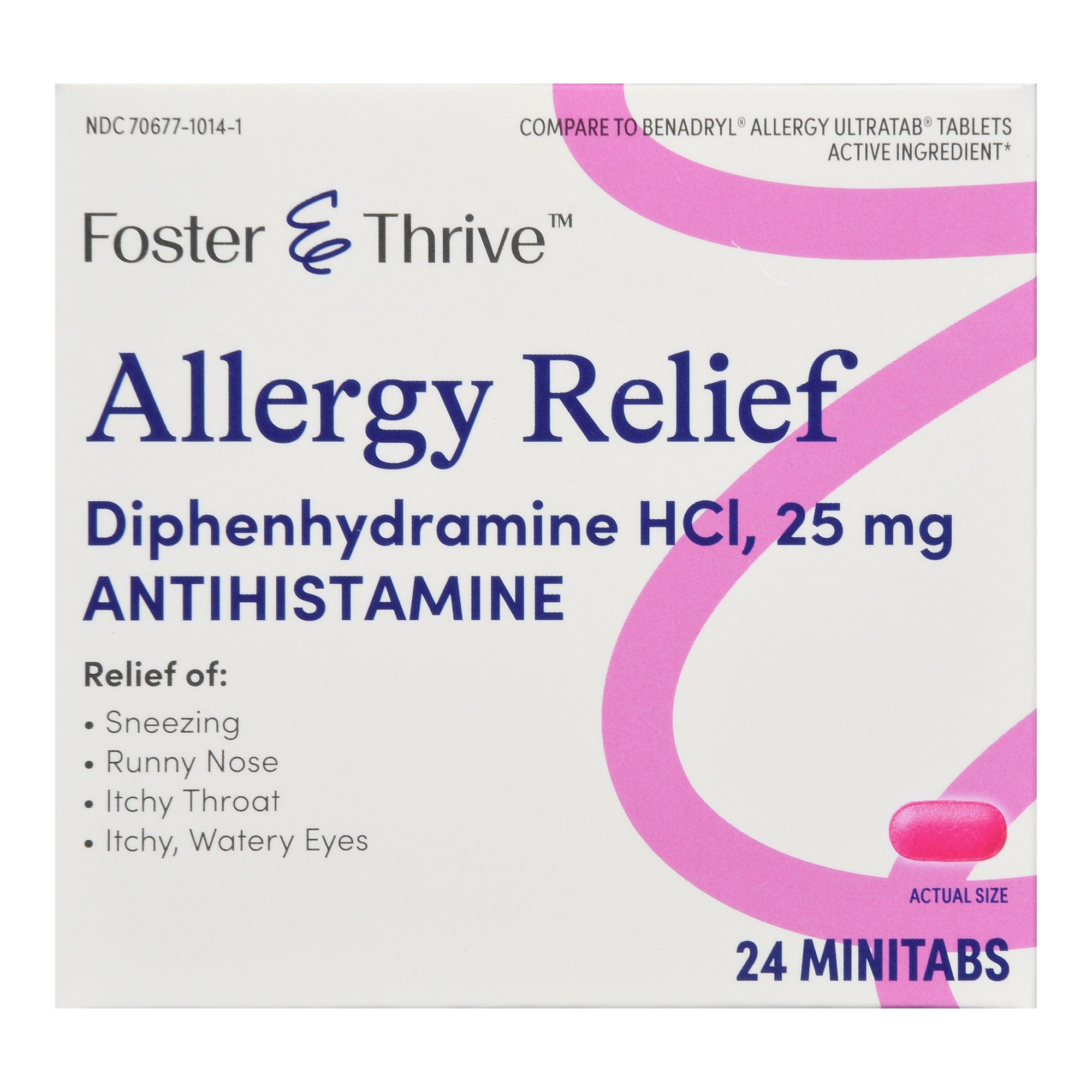 McKesson Brand - 70677101401 Foster & Thrive™ Allergy Relief Diphenhydramine HCl 25 mg Minitabs