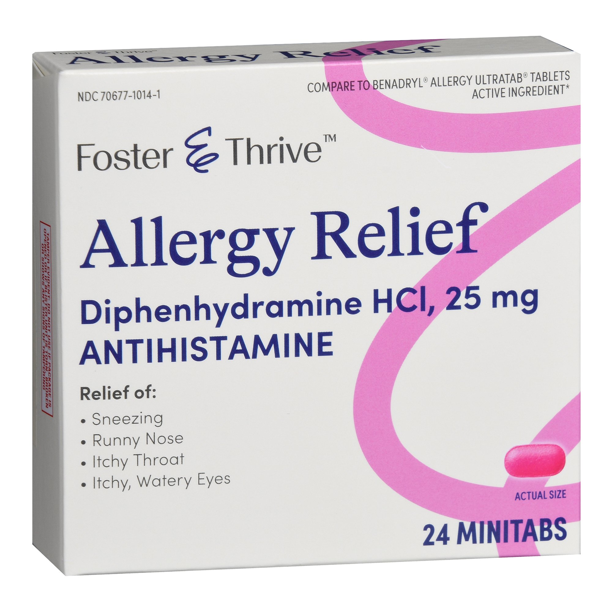 McKesson Brand 70677101401 - Foster & Thrive™ Allergy Relief Diphenhydramine HCl 25 mg Minitabs - 24/Box
