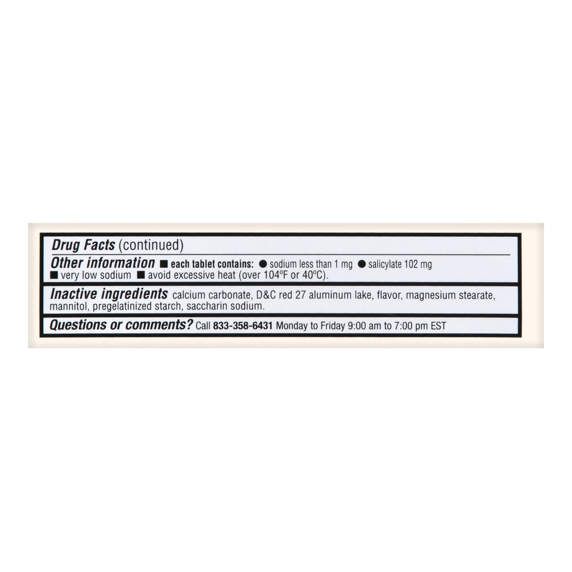 McKesson Brand 70677108001 - Foster & Thrive™ Stomach Relief 262 mg Bismuth Salicylate Chewable Tablets - 30/Carton