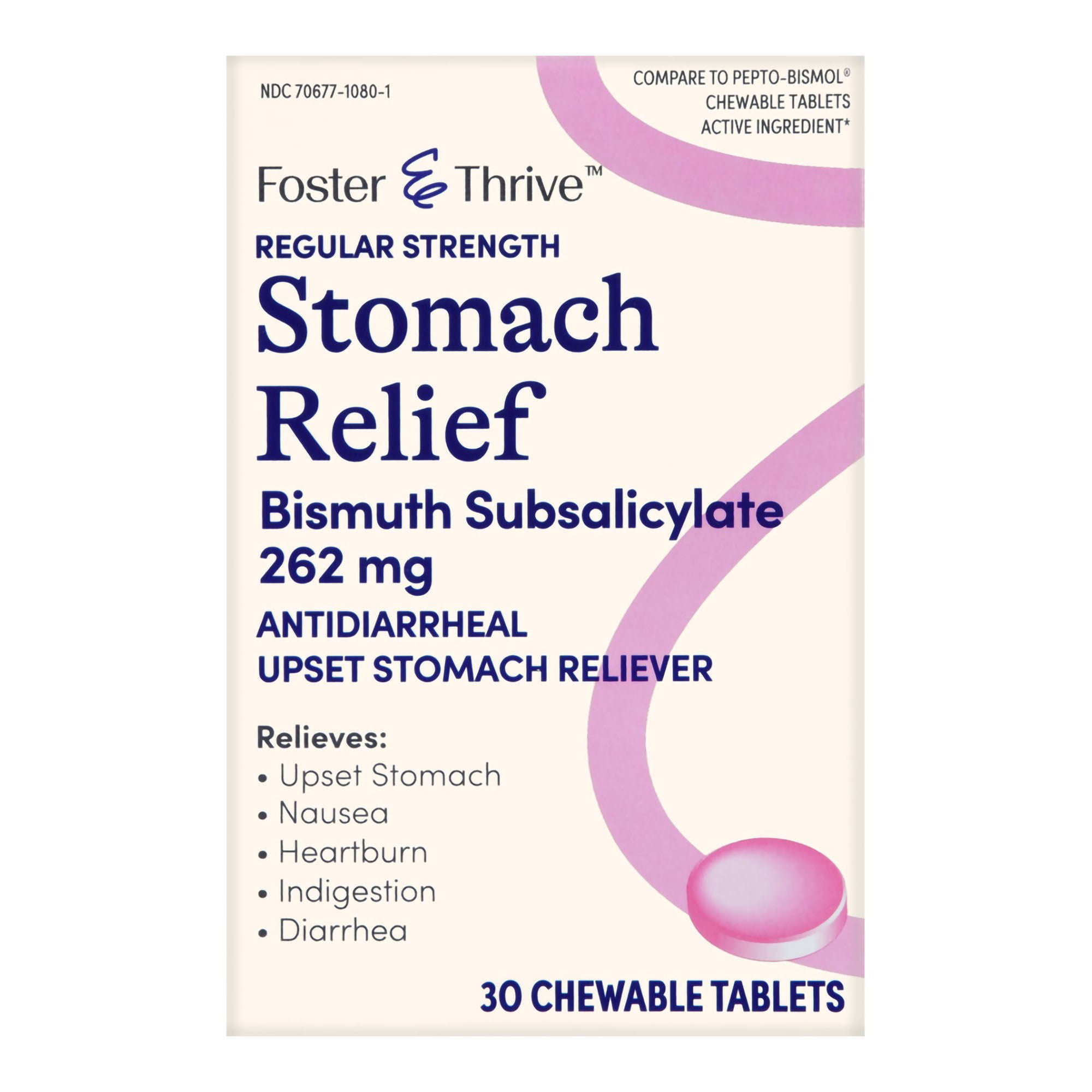 McKesson Brand - 70677108001 Foster & Thrive™ Stomach Relief 262 mg Bismuth Salicylate Chewable Tablets