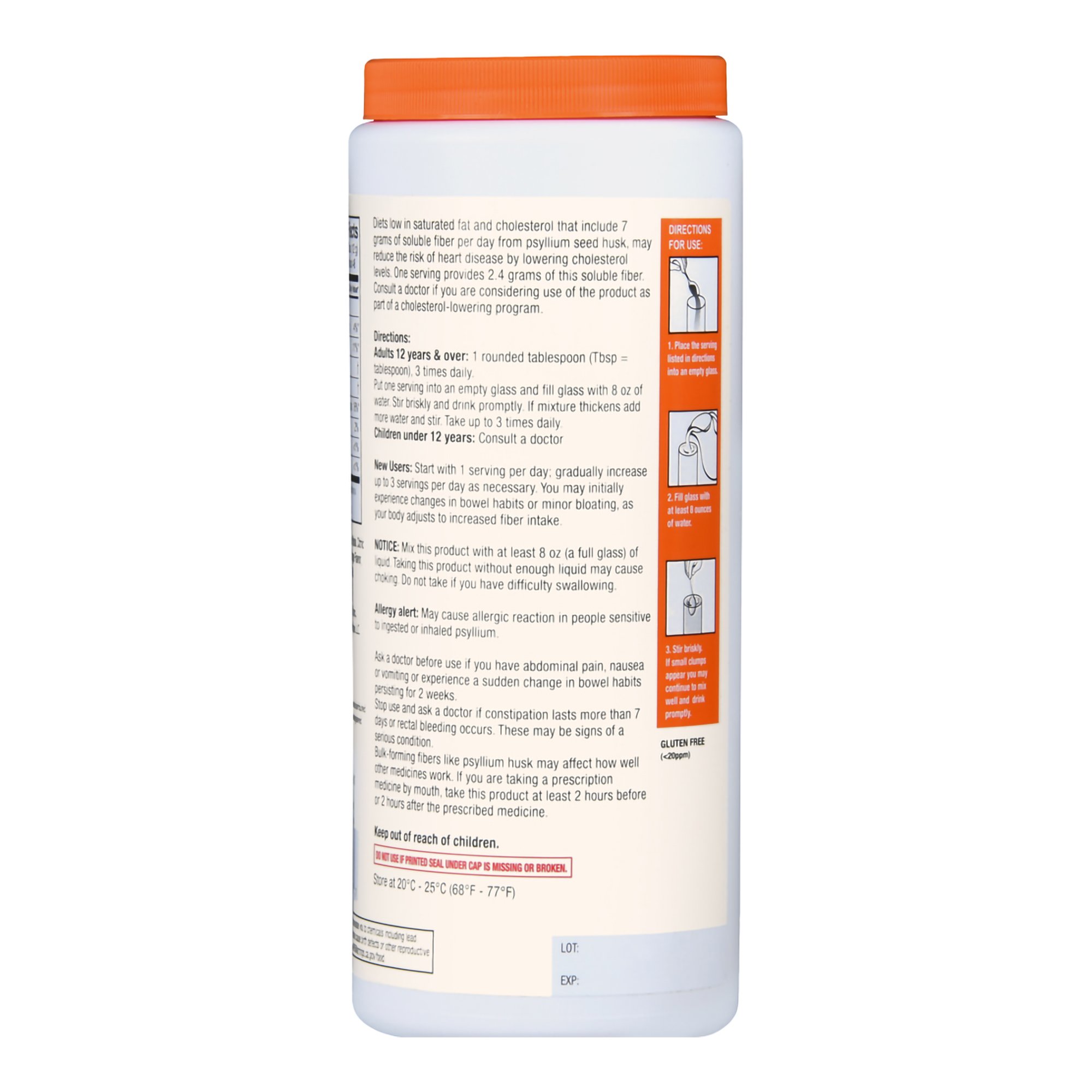 McKesson Brand 01093995618 - Foster & Thrive™ Fiber Powder Psyllium Husk, Orange Flavor - 1/Each