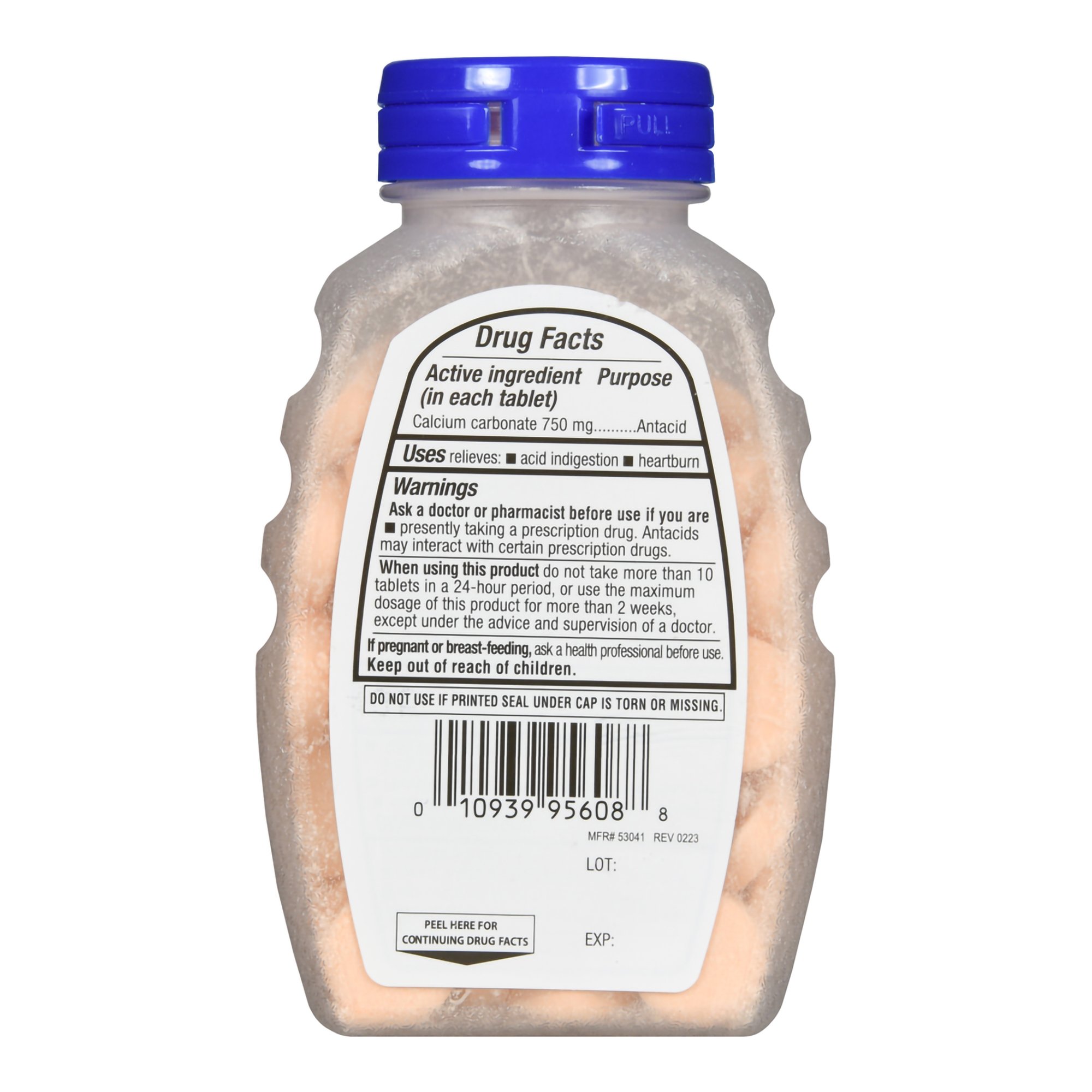 McKesson Brand 70677107901 - Foster & Thrive™ Extra Strength Antacid Calcium Carbonate Chewable Tablet Orange - 1/Bottle