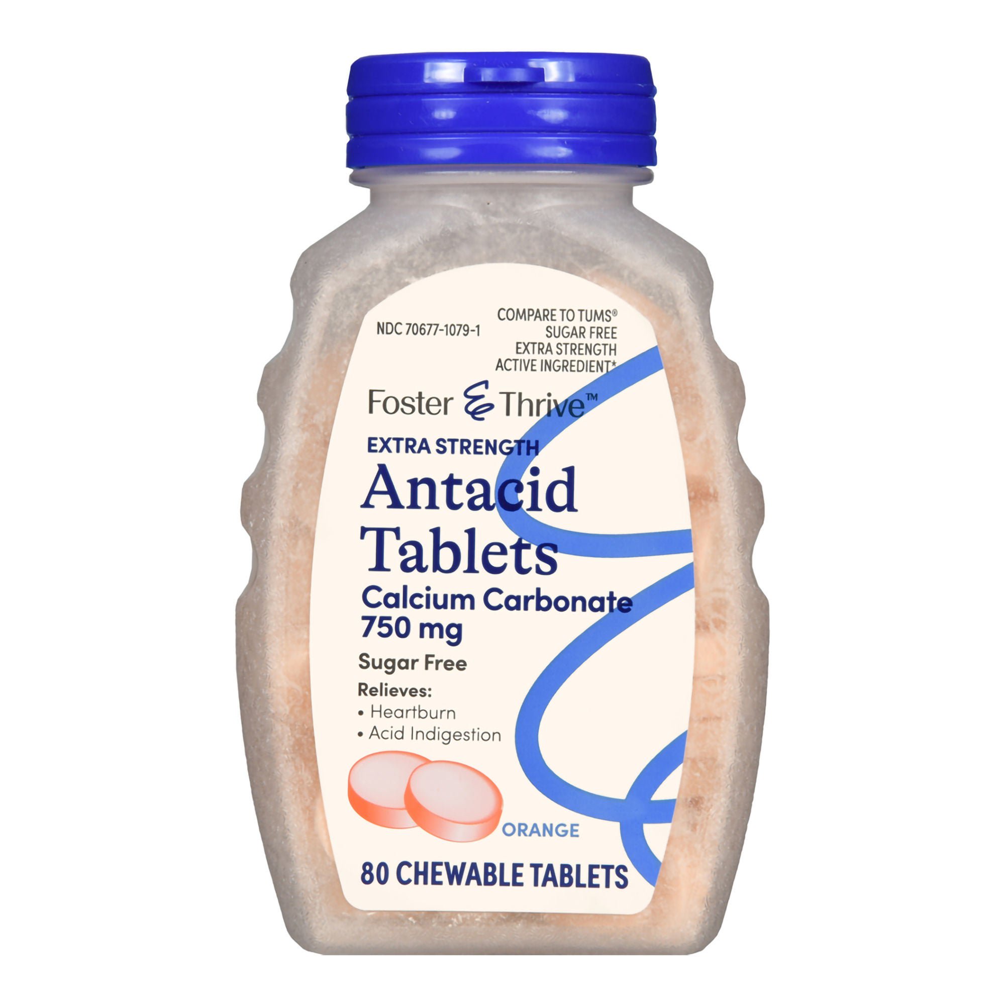 McKesson Brand - 70677107901 Foster & Thrive™ Extra Strength Antacid Calcium Carbonate Chewable Tablet Orange
