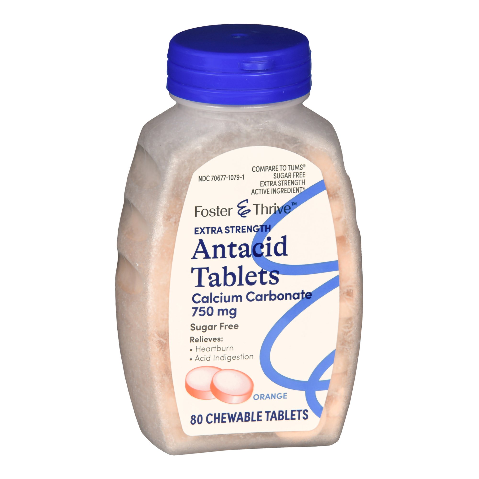 McKesson Brand 70677107901 - Foster & Thrive™ Extra Strength Antacid Calcium Carbonate Chewable Tablet Orange - 1/Bottle