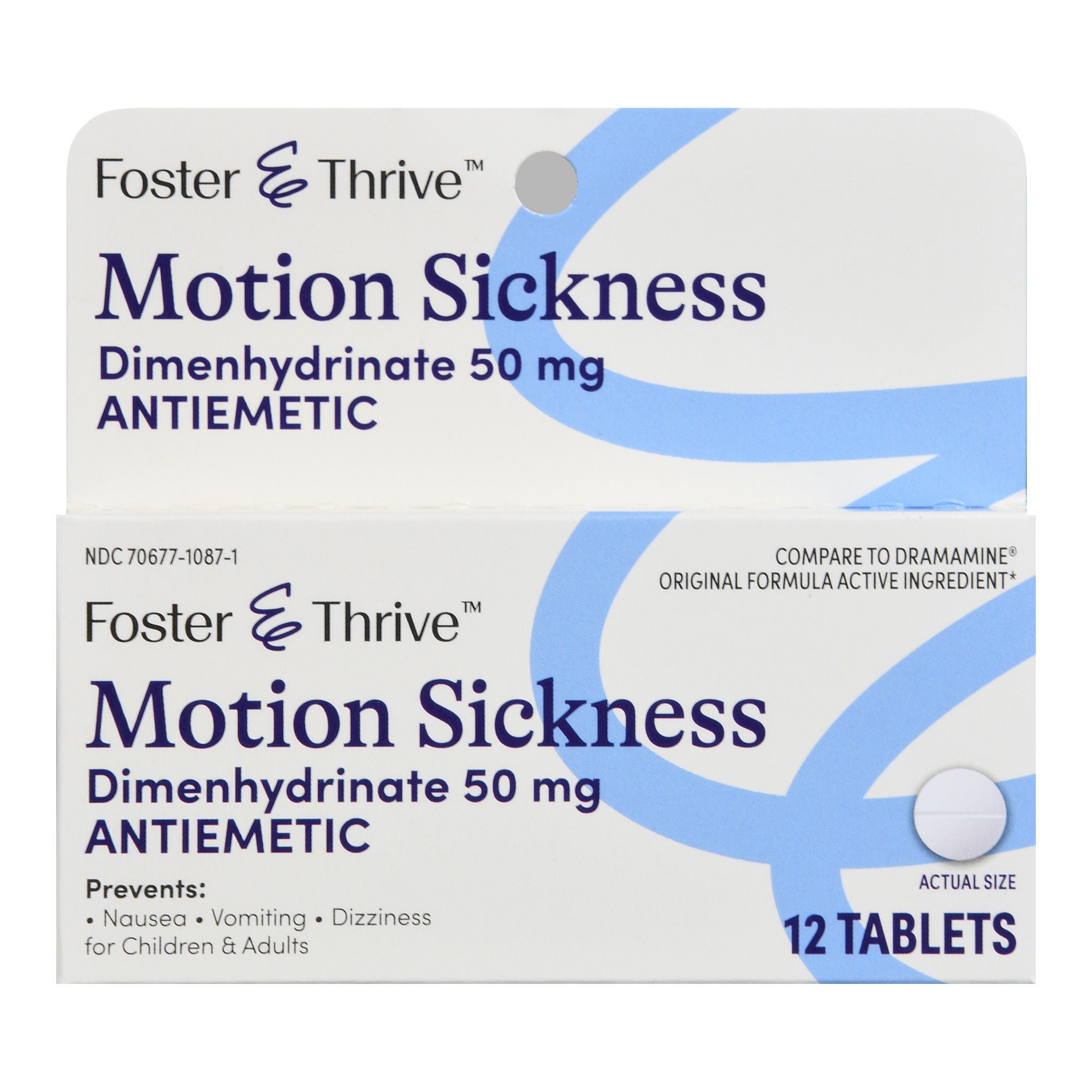 McKesson Brand - 70677108701 Foster & Thrive™ Motion Sickness Dimenhydrinate 50 mg Tablets