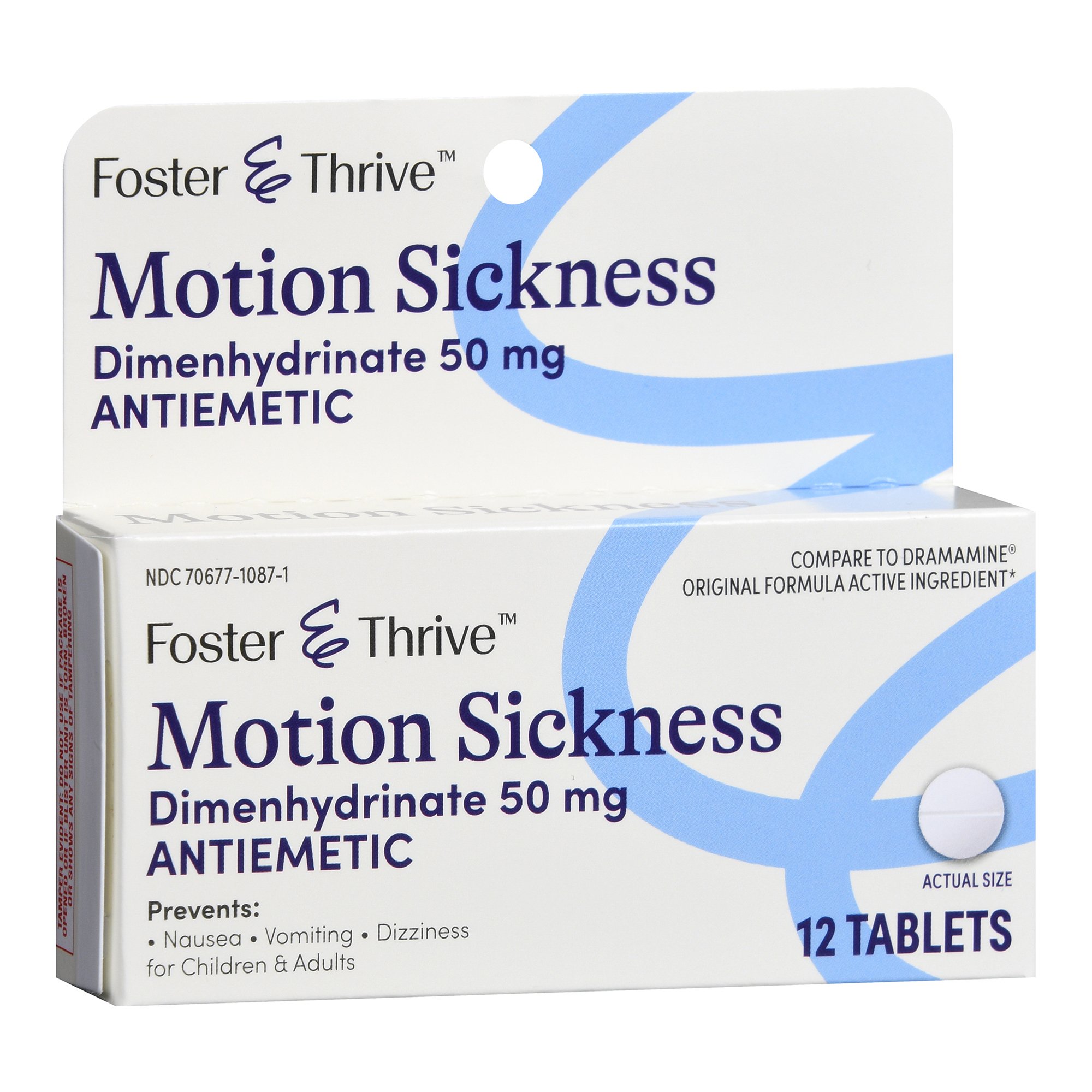 McKesson Brand 70677108701 - Foster & Thrive™ Motion Sickness Dimenhydrinate 50 mg Tablets - 1/Box