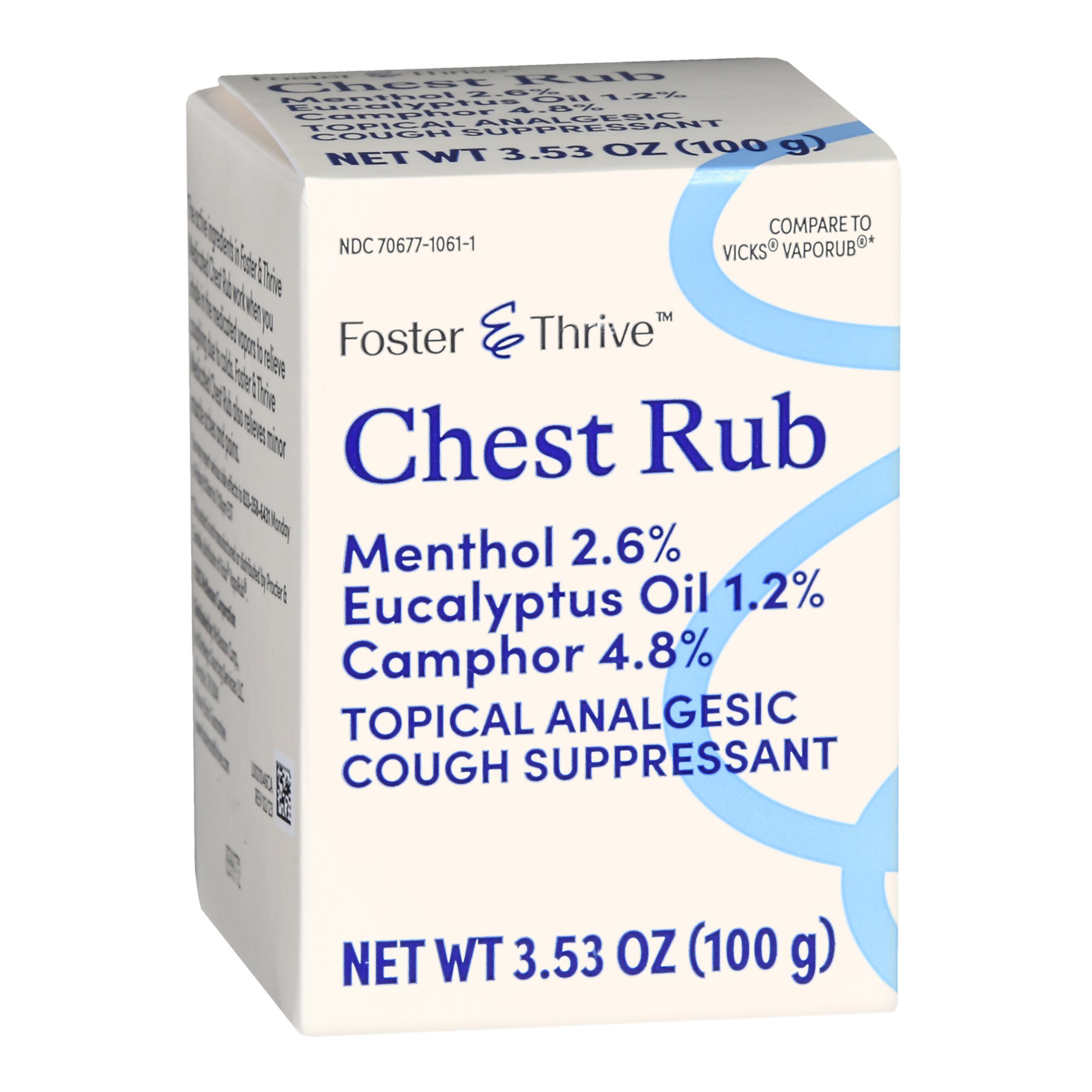 McKesson Brand 70677106101 - Foster & Thrive™ Chest Rub 2.6% Menthol 1.2% Eucalyptus Oil 4.8% Camphor - 1/Each