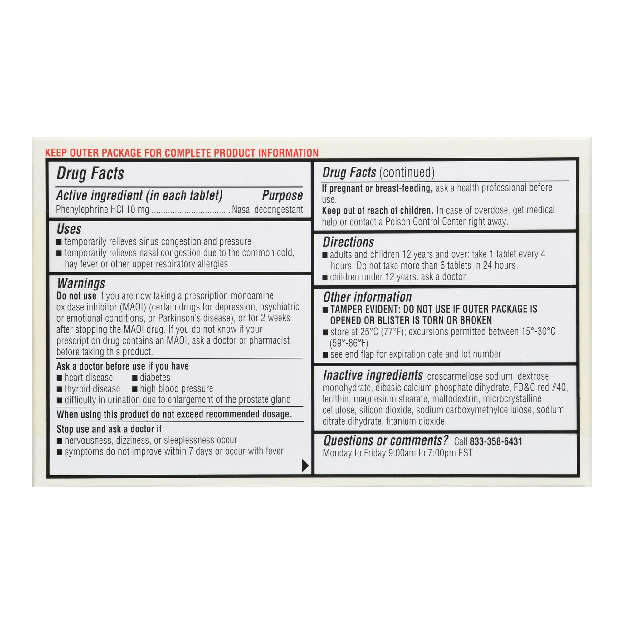 McKesson Brand 70677115202 - Foster & Thrive™ Nasal Decongestant PE Tablets Maximum Strength - 1/Bottle