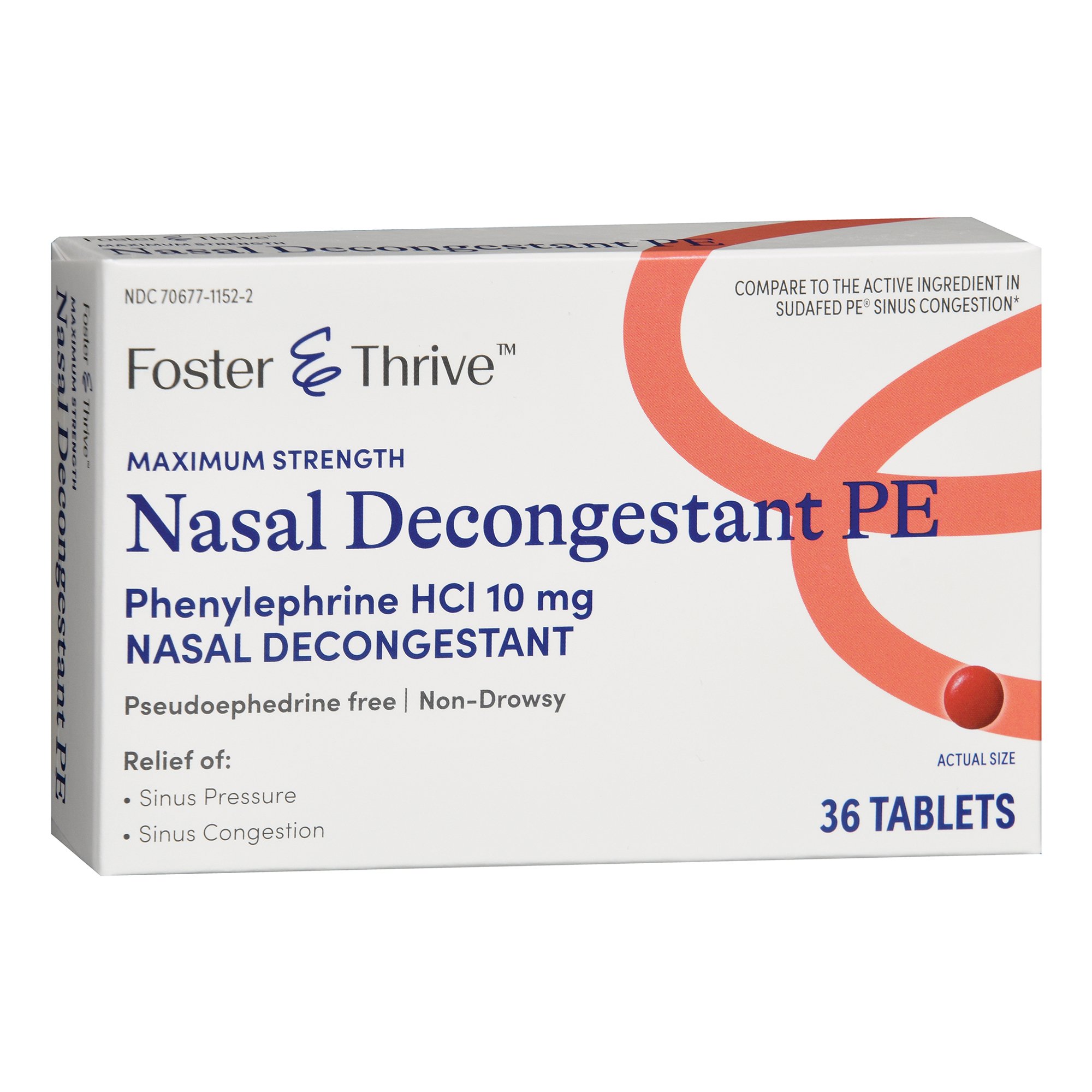 McKesson Brand 70677115202 - Foster & Thrive™ Nasal Decongestant PE Tablets Maximum Strength - 1/Bottle