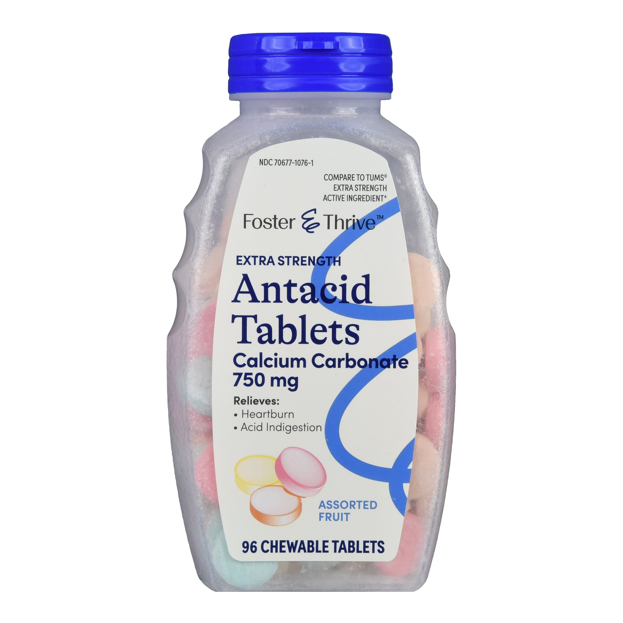 McKesson Brand 70677107601 - Foster & Thrive™ Extra Strength Antacid Calcium Carbonate Chewable Tablet, Fruit - 1/Bottle