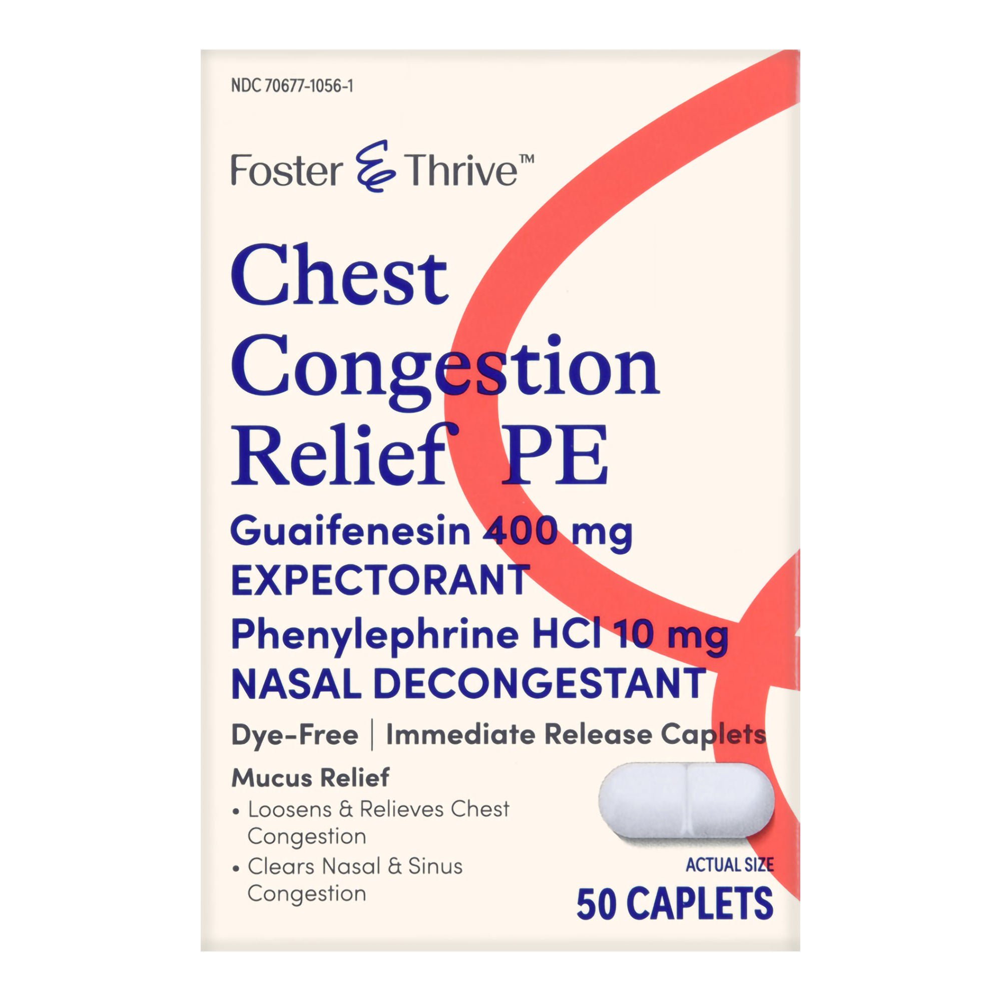 McKesson Brand - 70677105601 Foster & Thrive™ Chest Congestion Relief PE Guaifenesin & Phenylephrine Caplets