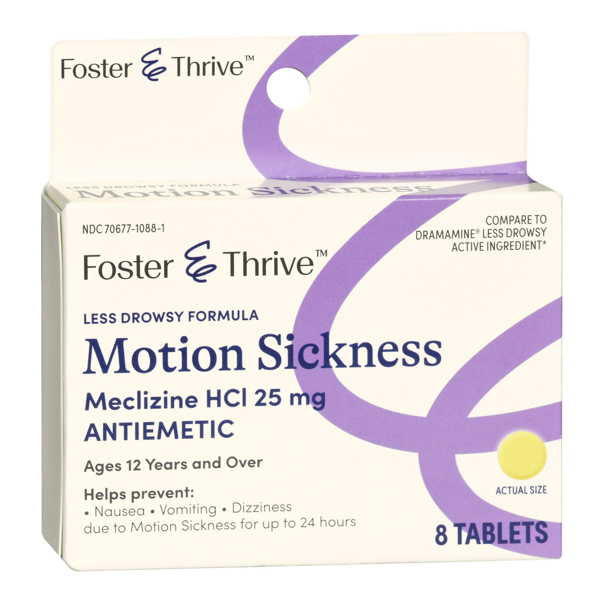 McKesson Brand 70677108801 - Foster & Thrive™ Less Drowsy Motion Sickness Meclizine HCl 25 mg Tablets - 1/Box