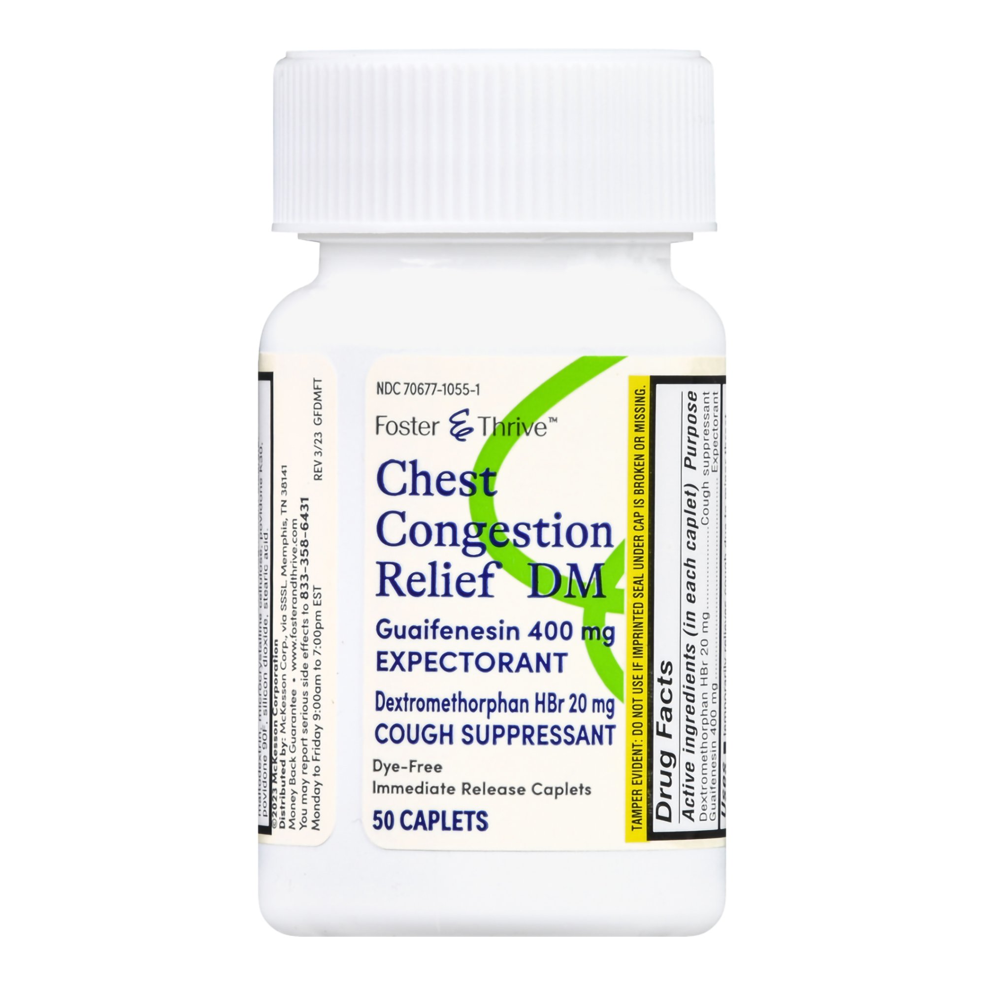 McKesson Brand 70677105501 - Thrive & Foster™ Chest Congestion Relief DM Guaifenesin Dextromethorphan Caplets - 50/Box