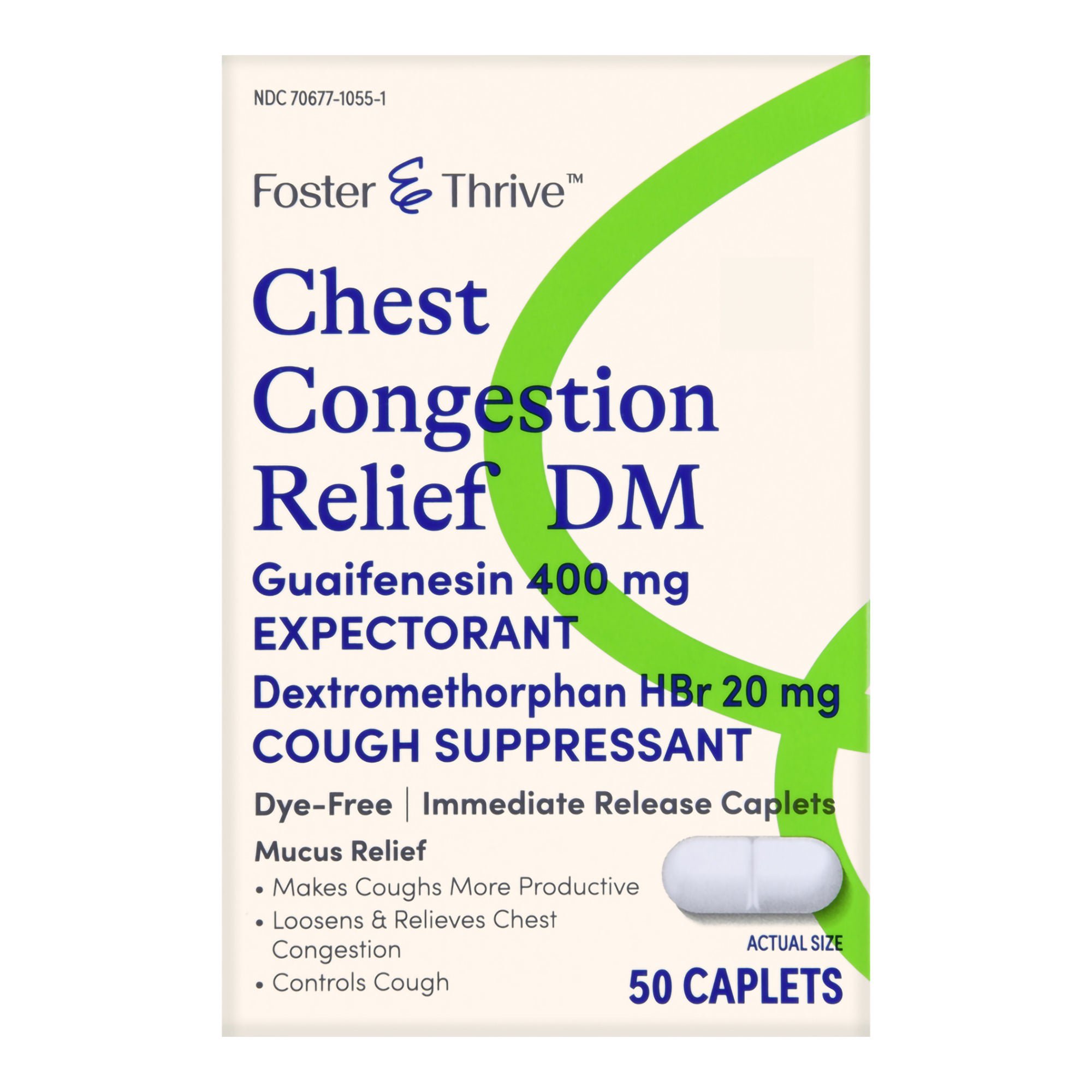 McKesson Brand - 70677105501 Thrive & Foster™ Chest Congestion Relief DM Guaifenesin Dextromethorphan Caplets
