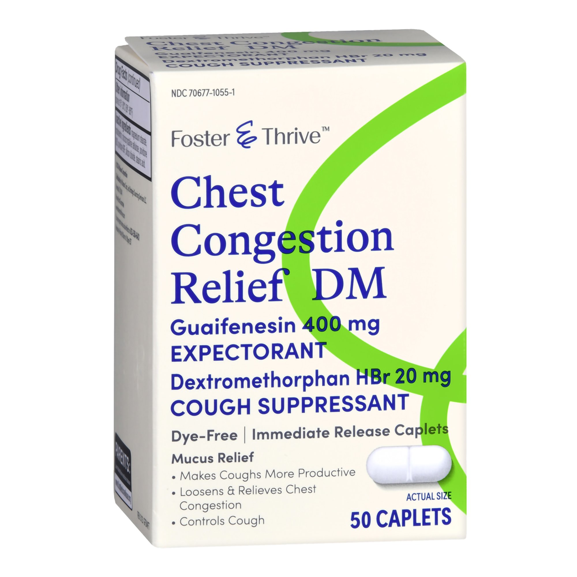 McKesson Brand 70677105501 - Thrive & Foster™ Chest Congestion Relief DM Guaifenesin Dextromethorphan Caplets - 50/Box