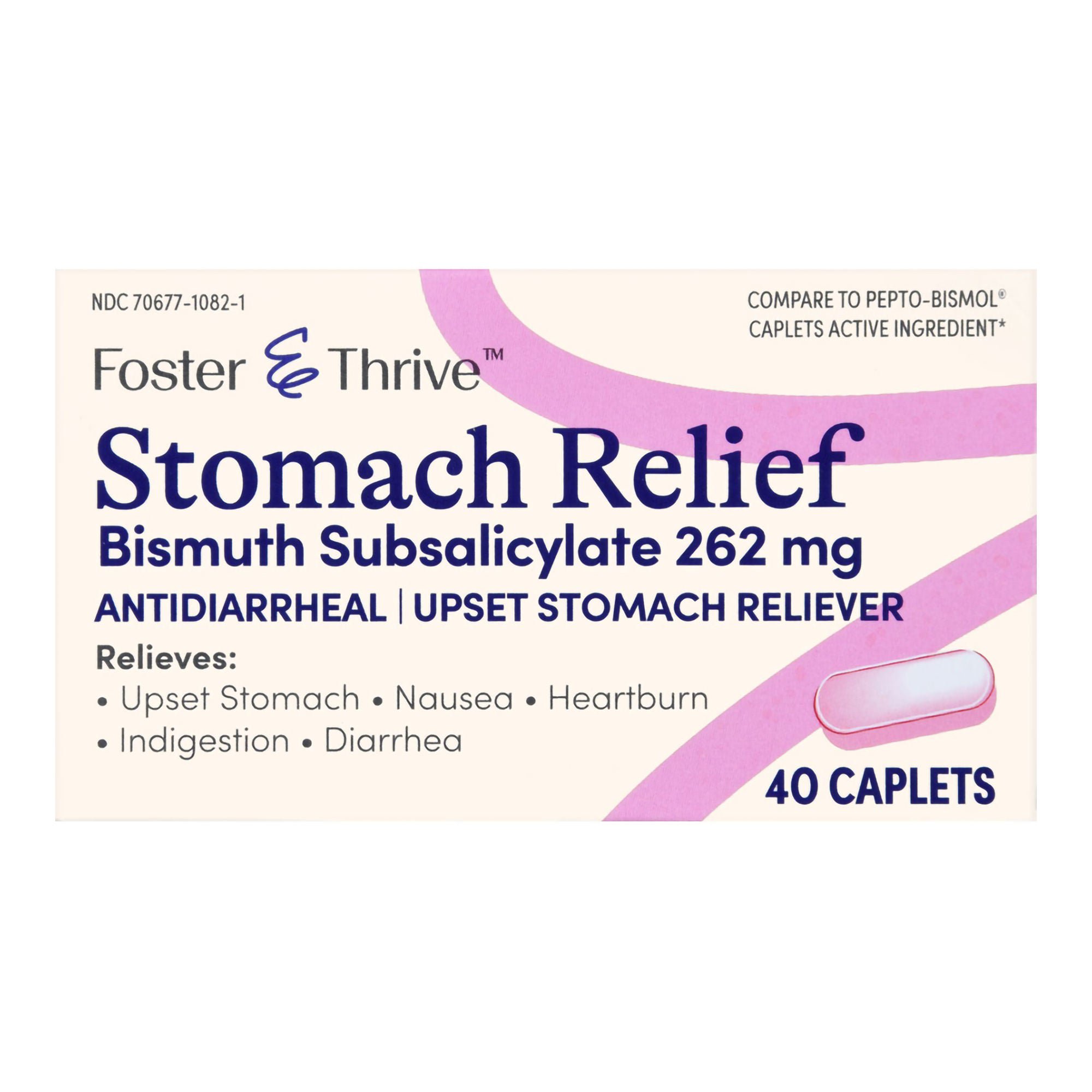 McKesson Brand - 70677108201 Foster & Thrive™ Stomach Relief 262 mg Bismuth Subsalicylate Caplets
