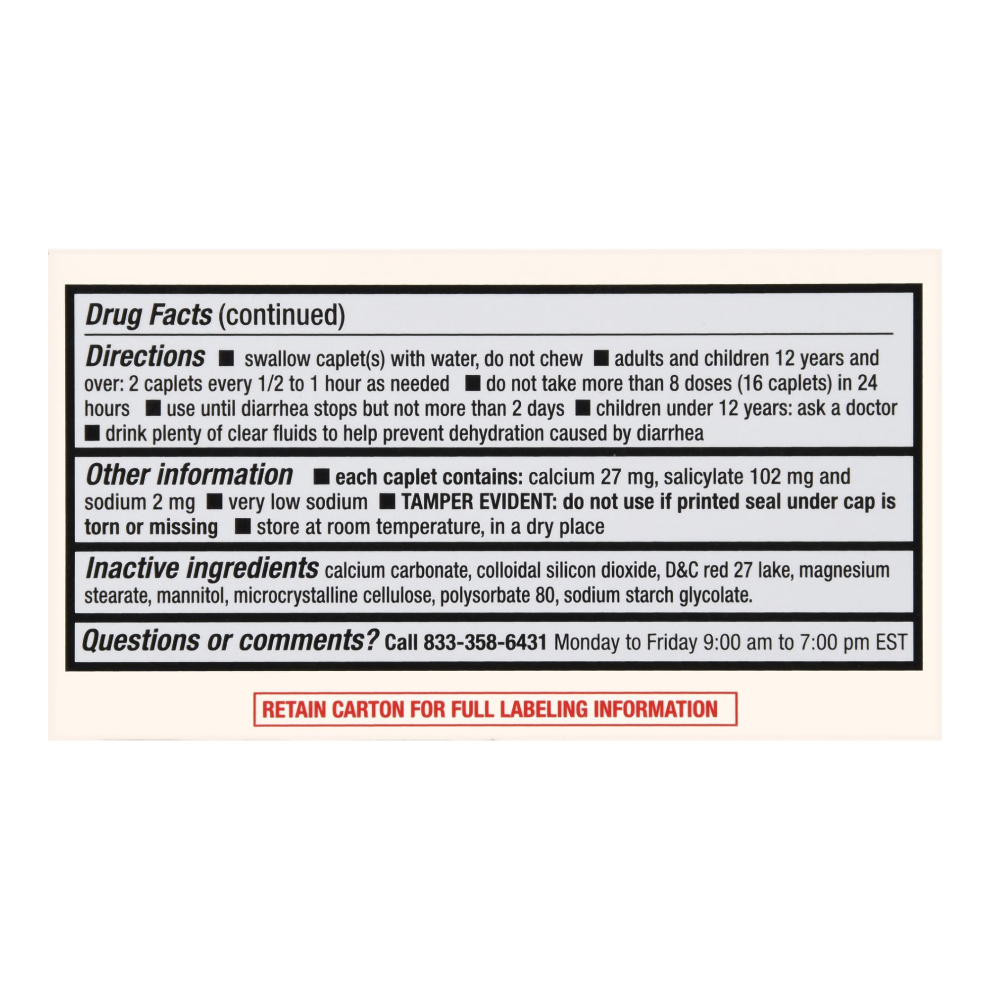 McKesson Brand 70677108201 - Foster & Thrive™ Stomach Relief 262 mg Bismuth Subsalicylate Caplets - 1/Bottle