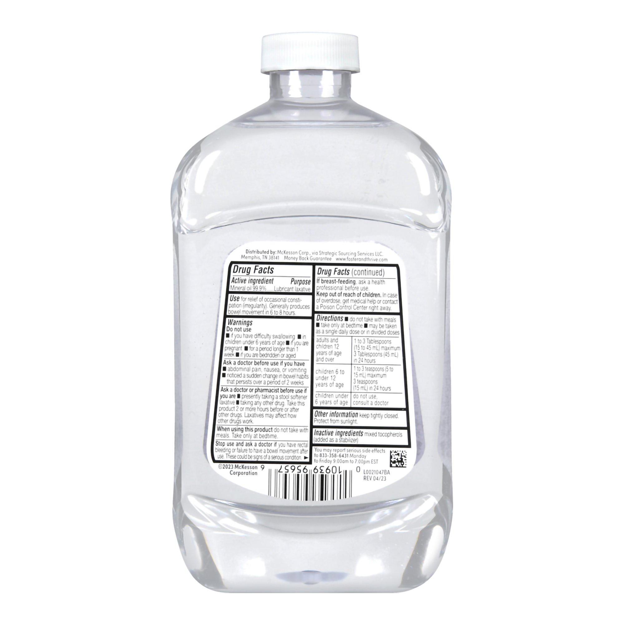 McKesson Brand 70677111001 - Foster & Thrive™ Mineral Oil Laxative, 16-ounce Bottle - 1/Each