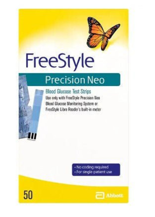 Abbott - 71579 Blood Glucose Test Strips FreeStyle Percision Neo 50 Strips per Pack For use with Freestyle Blood Glucose Meter