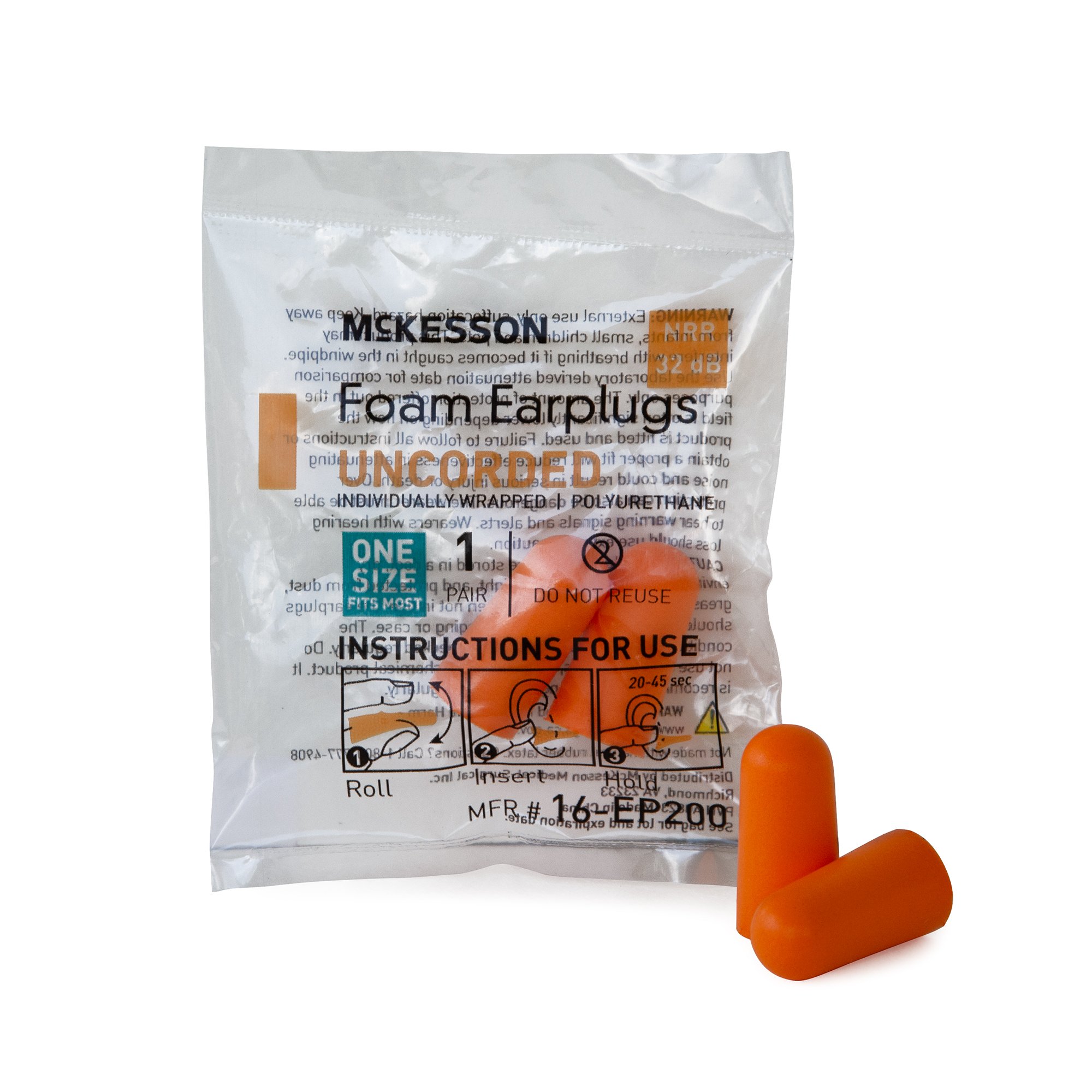 McKesson Brand 16-EP200 - McKesson Uncorded Foam Ear Plugs - 200/Bag, 2000/Case