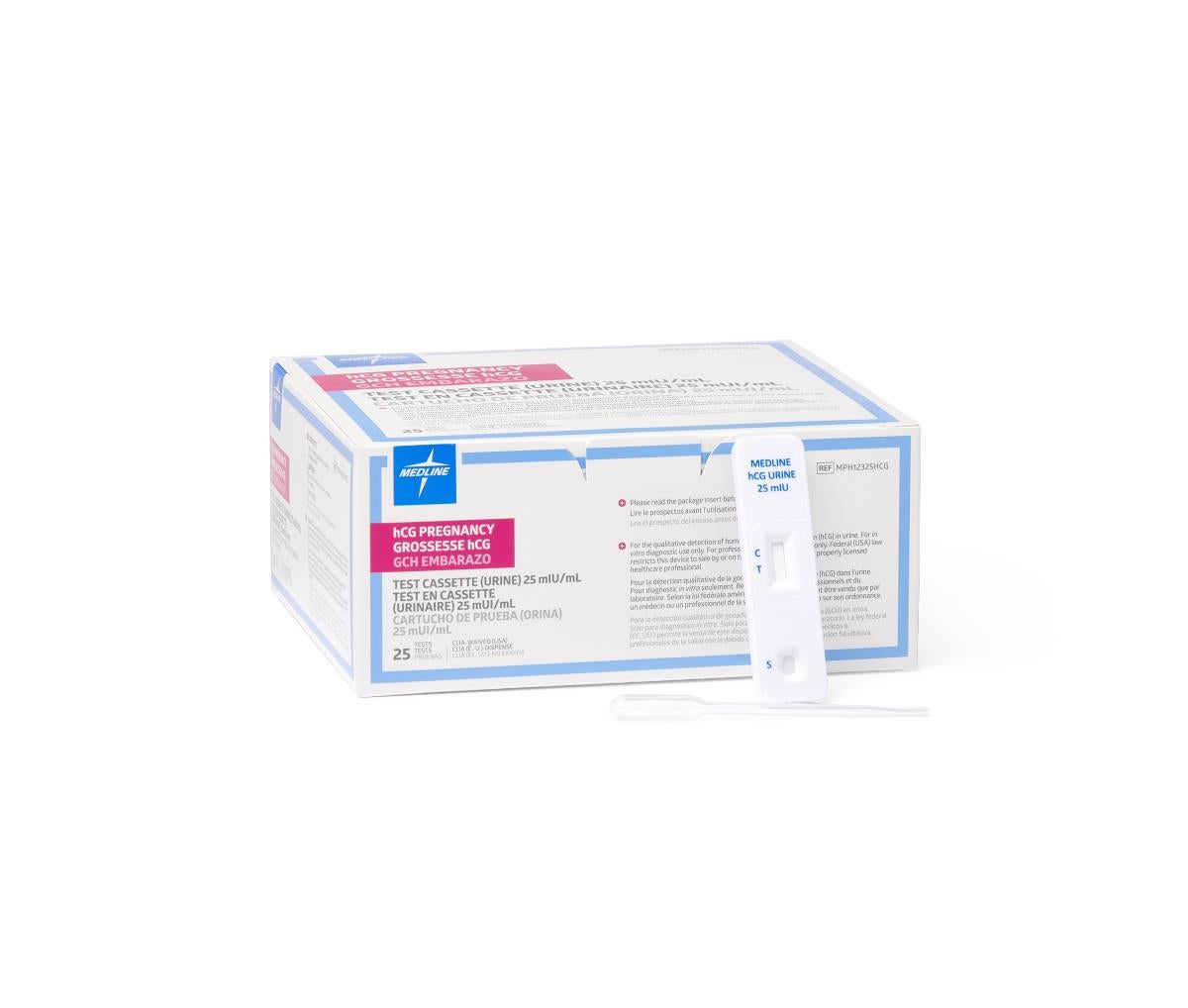 Medline - MPH12325HCG Reproductive Health Test Kit hCG Pregnancy Test 25 Tests CLIA Waived