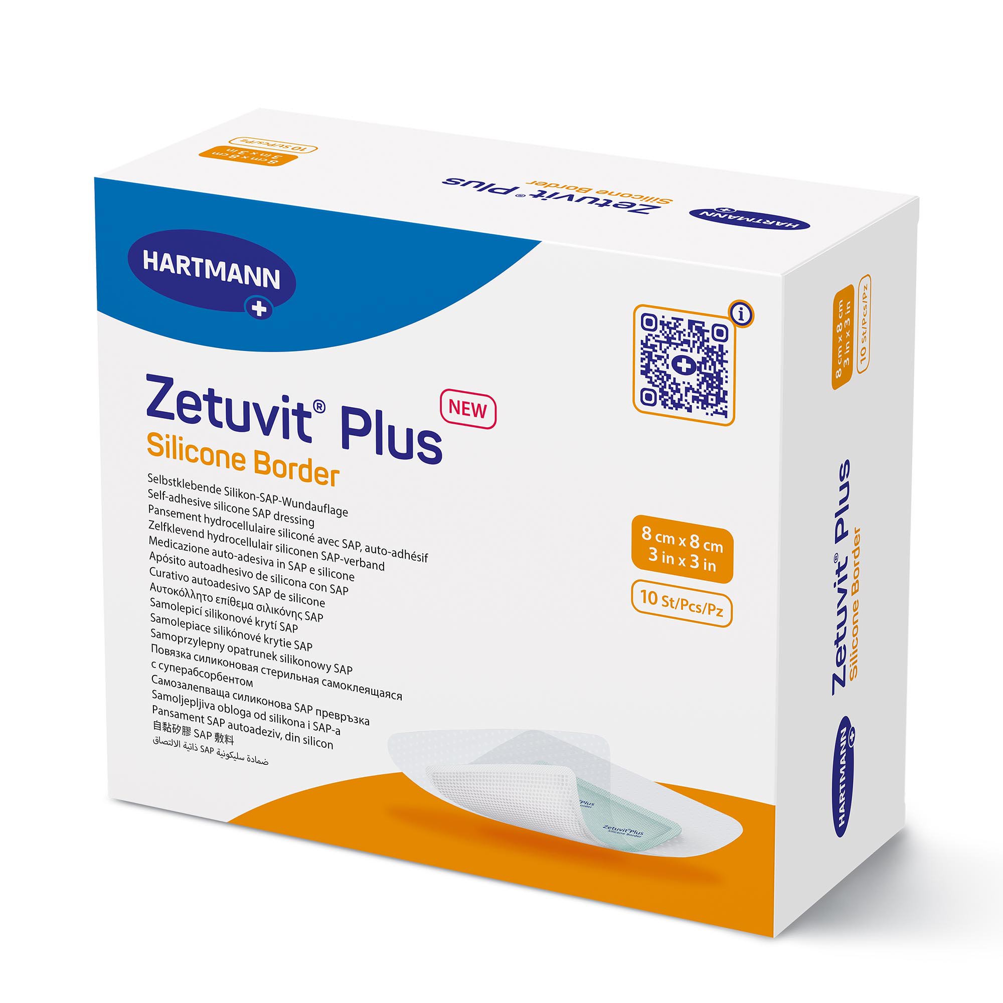 Hartmann 413900 - Zetuvit® Plus Silicone Border Super Absorbent Dressing, 3 x 3 Inch - 1/Each, 10/Box
