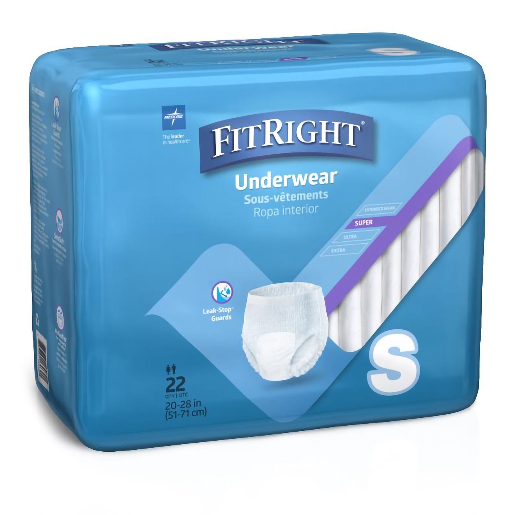 Medline - MSC33255 Absorbent Underwear Protection® Plus Pull On with Tear Away Seams Adult Small Unisex Disposable Heavy Absorbency