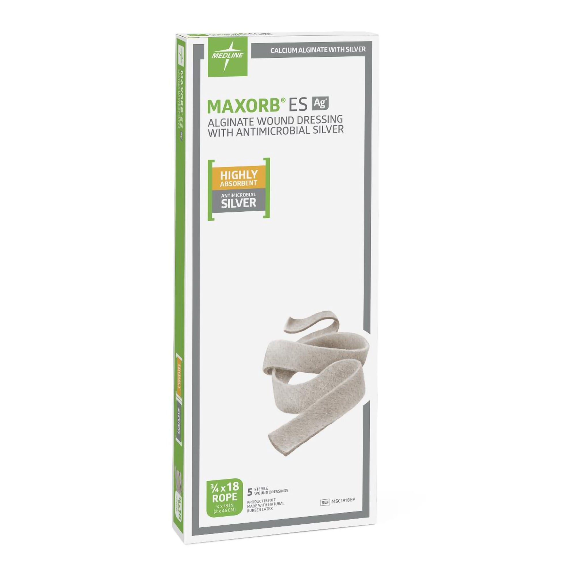 Medline - MSC1918EP Silver Dressing Maxorb ES Ag+ Rope Sterile