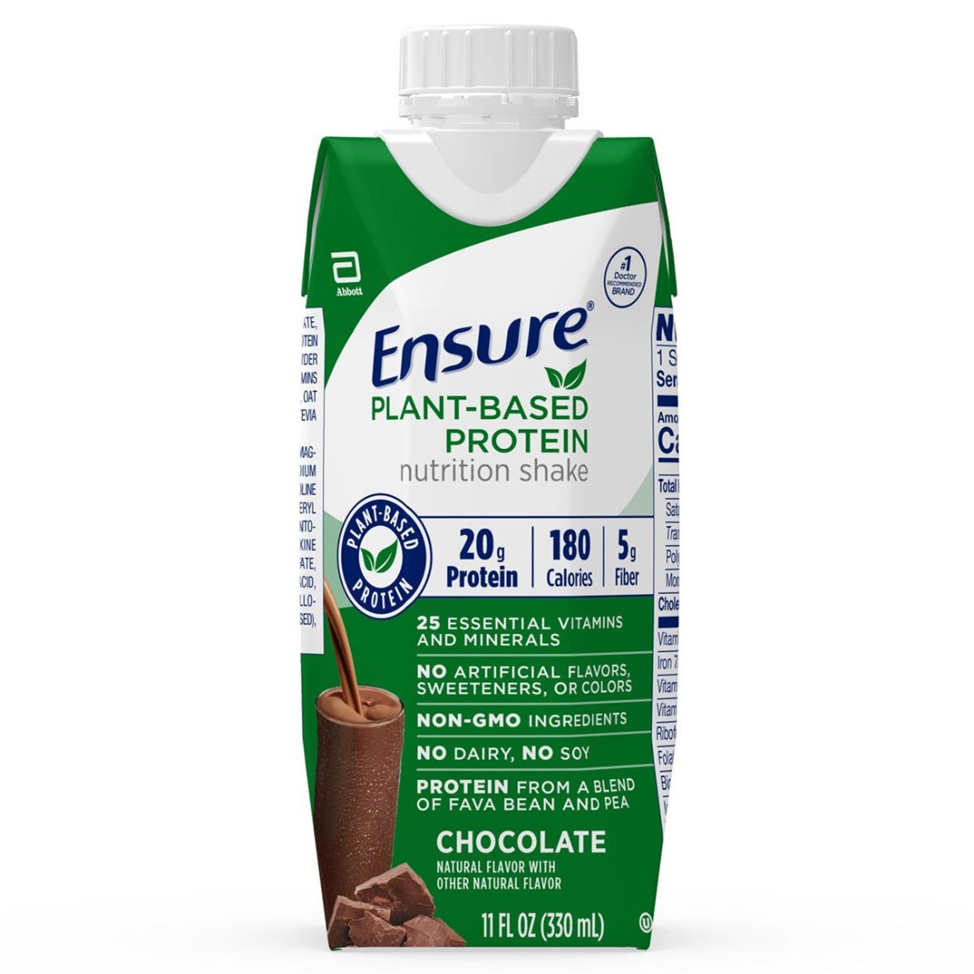 Abbott Nutrition 67453 - Ensure® Plant Based Protein Nutrition Shake, Chocolate, 11-ounce carton - 1/Each, 4/Pack, 12/Case