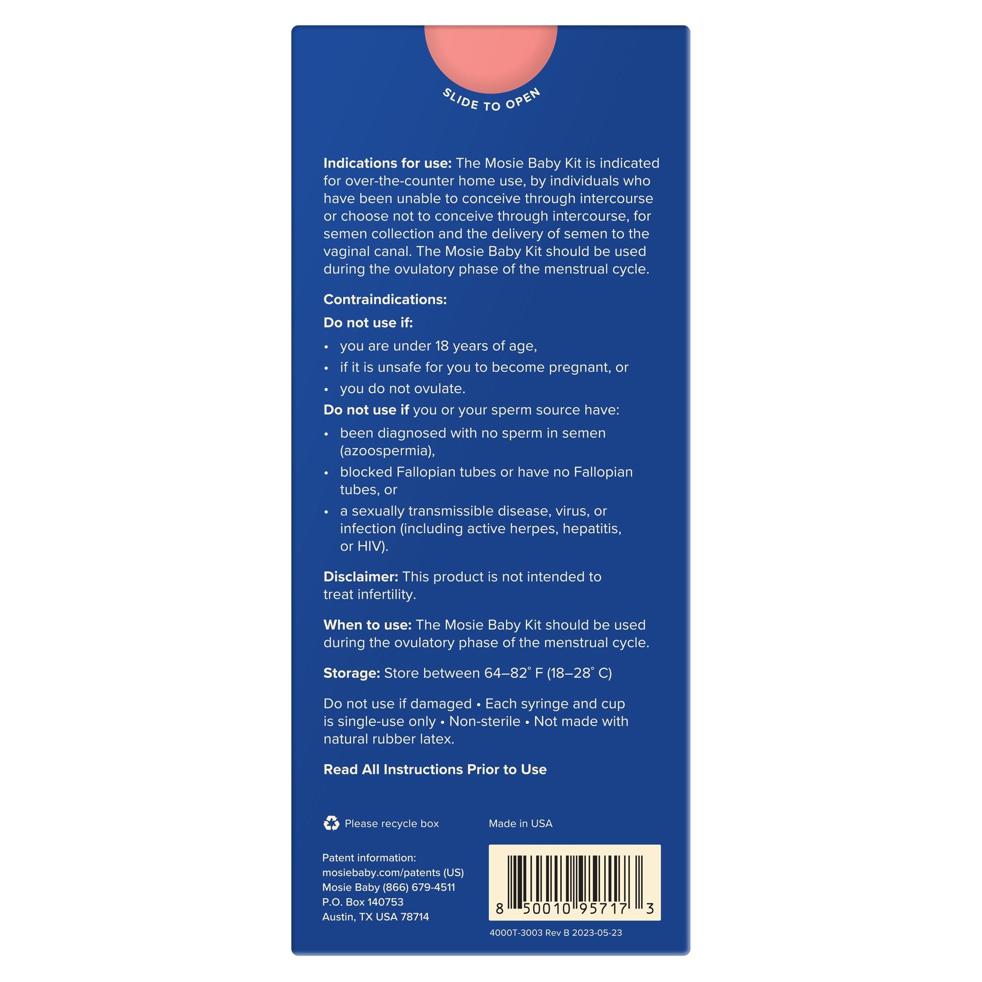 Mosie Inc MU-MKK-01-A - mosie baby At-Home Insemination Mosie Baby Kit - 1/Kit, 24/Case