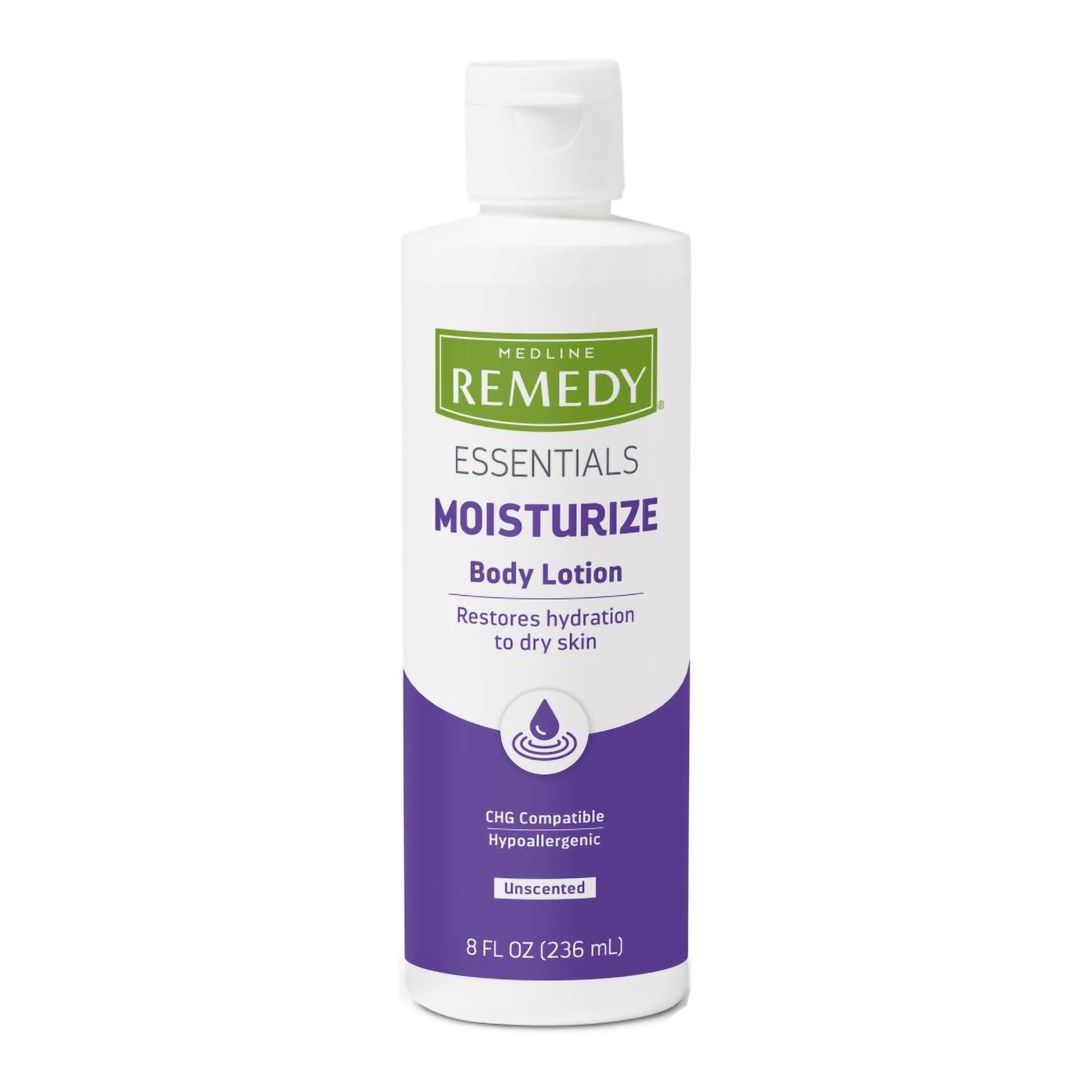 Medline - MSC092MBL08 Hand and Body Moisturizer Medline Remedy® Essentials Moisturize 8 oz. Bottle Unscented Lotion CHG Compatible