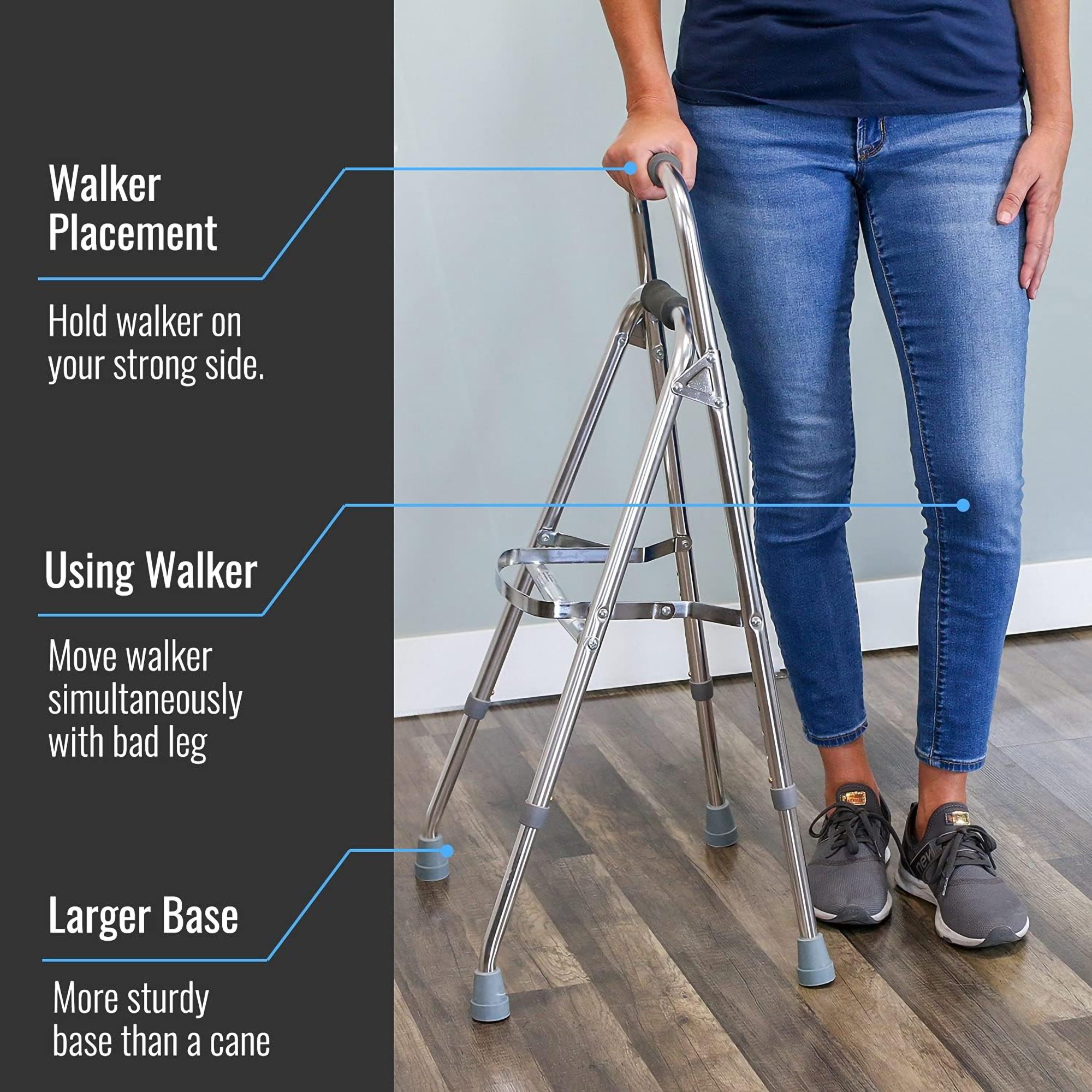 Mabis Healthcare 500-1306-0600 - DMI® Folding Walker, Silver - 1/Each