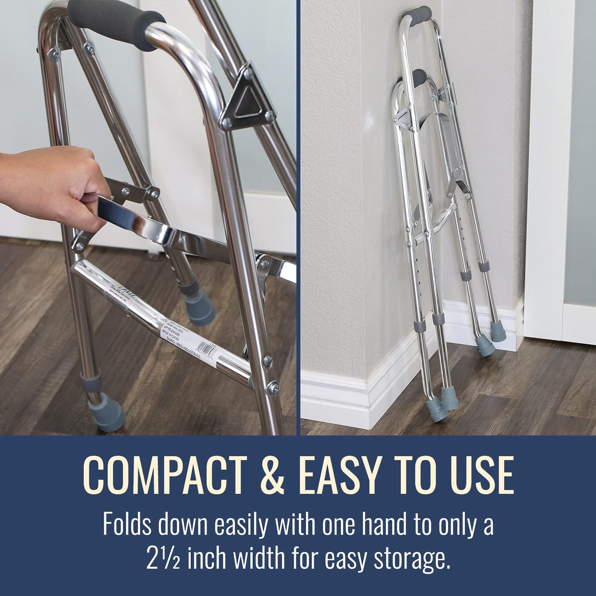 Mabis Healthcare 500-1306-0600 - DMI® Folding Walker, Silver - 1/Each