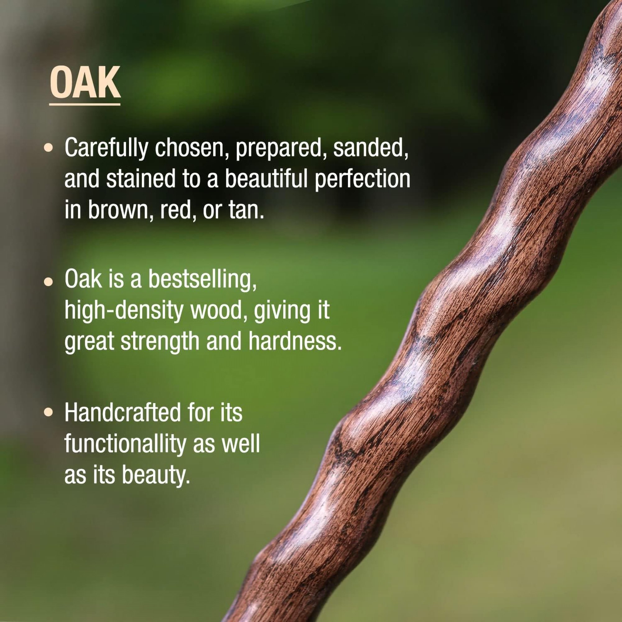Mabis Healthcare 502-3000-0246 - Brazos™ Twisted Oak Traditional Handcrafted Walking Cane, 37-Inch - 1/Each