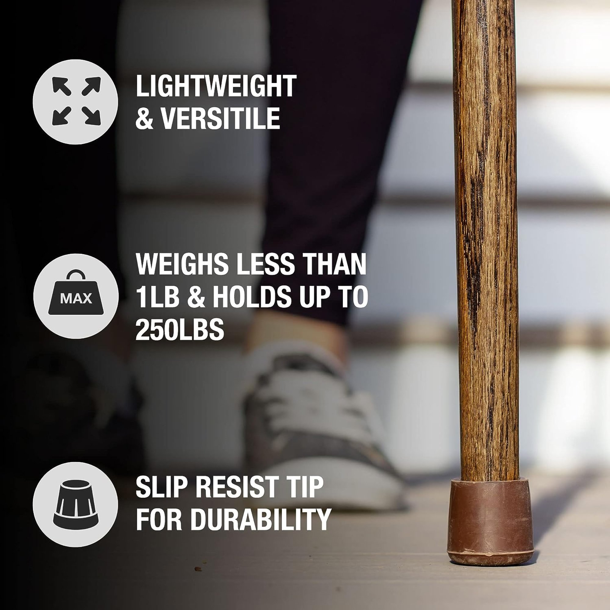 Mabis Healthcare 502-3000-0246 - Brazos™ Twisted Oak Traditional Handcrafted Walking Cane, 37-Inch - 1/Each