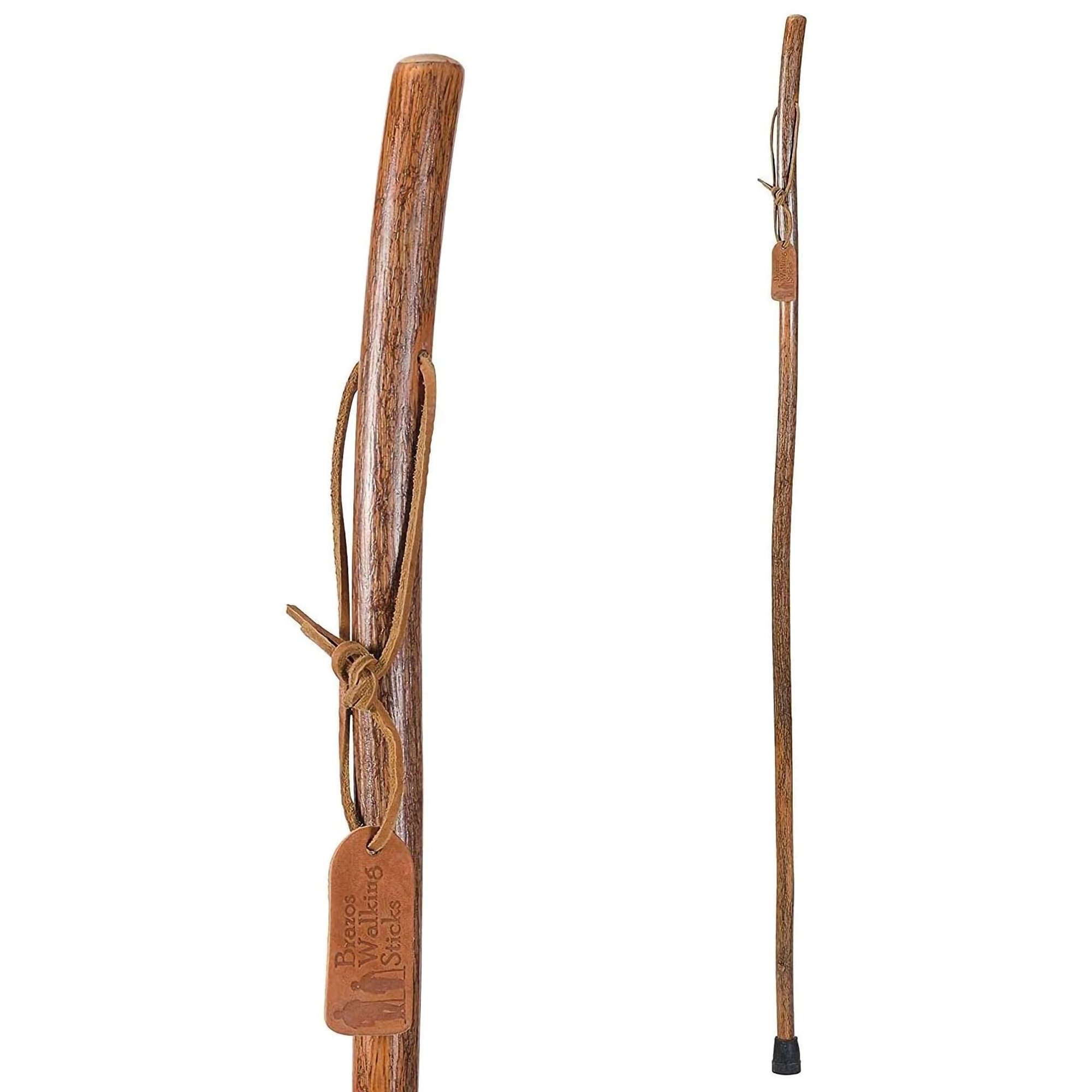 Mabis Healthcare 602-3000-1127 - Brazos™ Hickory Rustic Walking Stick, 58-Inch Height - 1/Each