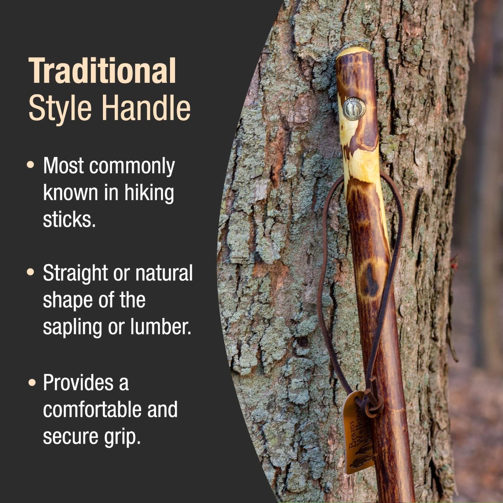 Mabis Healthcare 602-3000-1137 - Brazos™ Hawthorn Rustic Walking Stick, 58-Inch Height - 1/Each