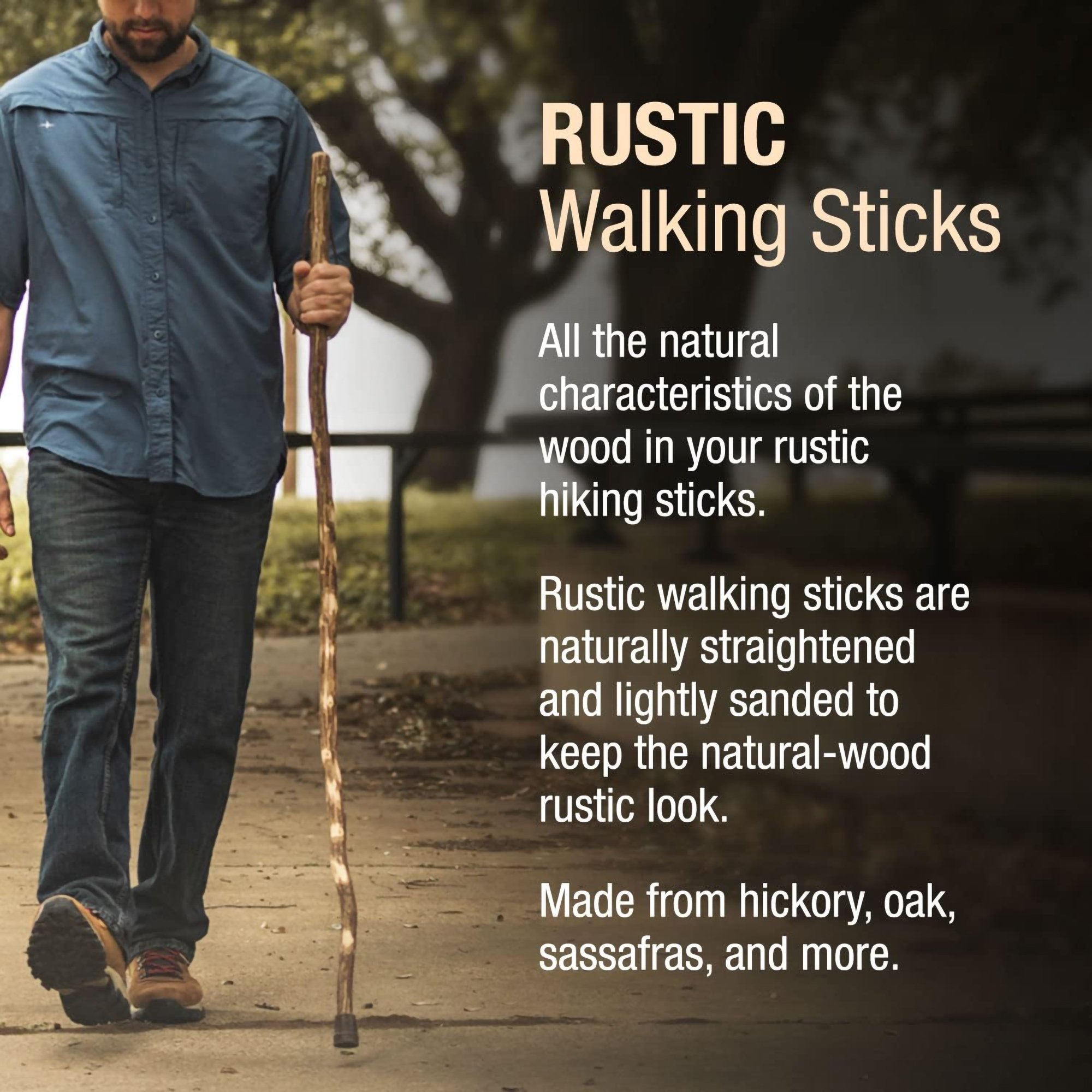 Mabis Healthcare 602-3000-1159 - Brazos™ Ironwood Rustic Walking Stick, 58-Inch Height - 1/Each